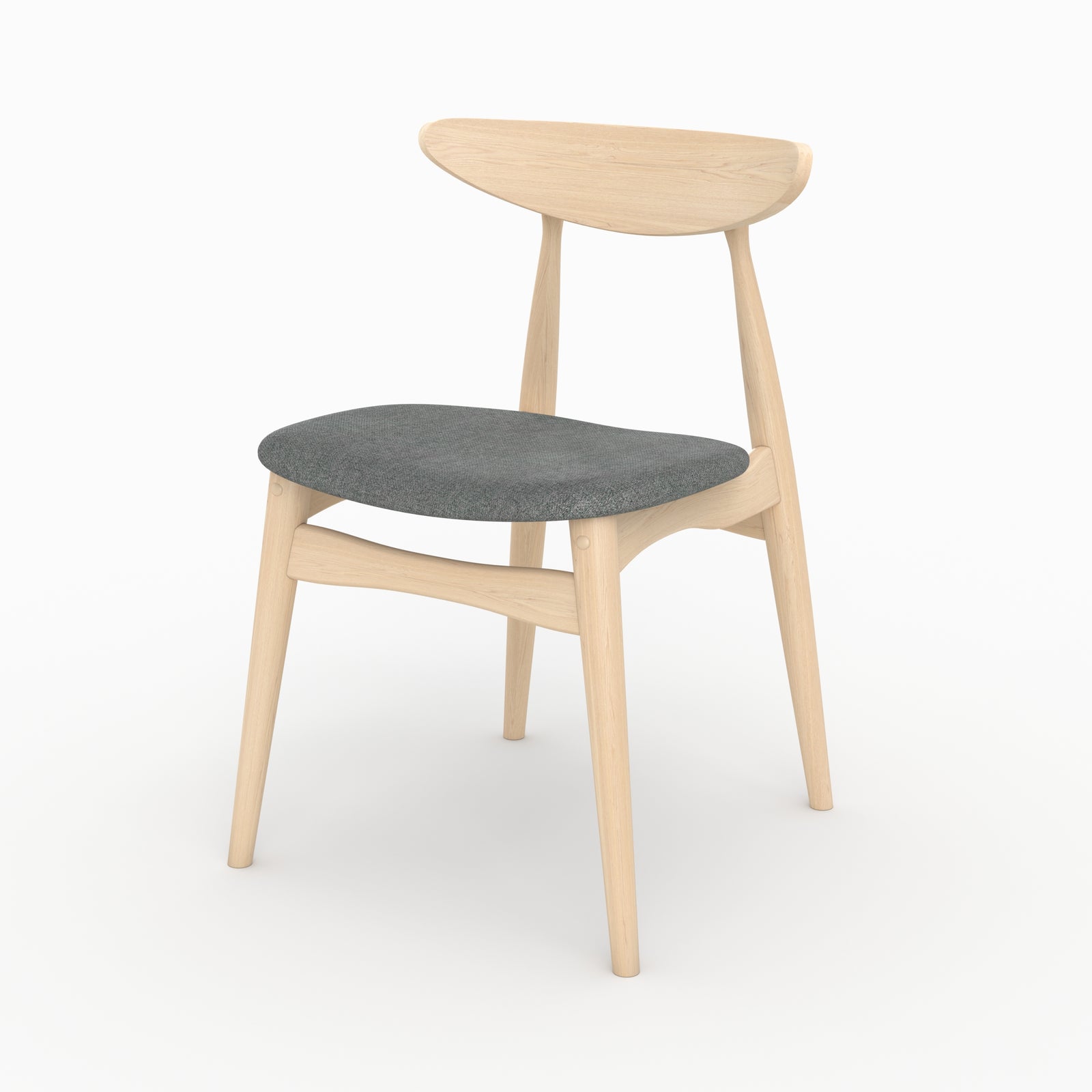 lot de 2 chaises josette tissu gris bois hevea clair