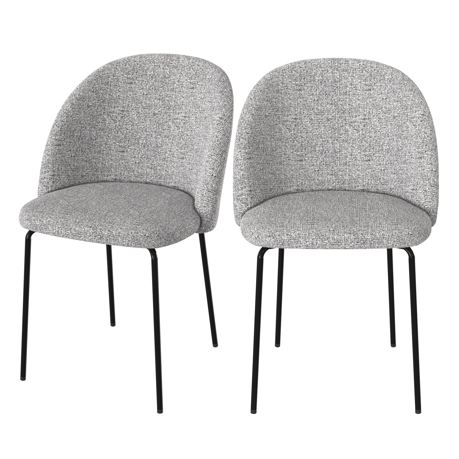 lot de 2 chaises karl tissu gris clair chine clair pieds noirs