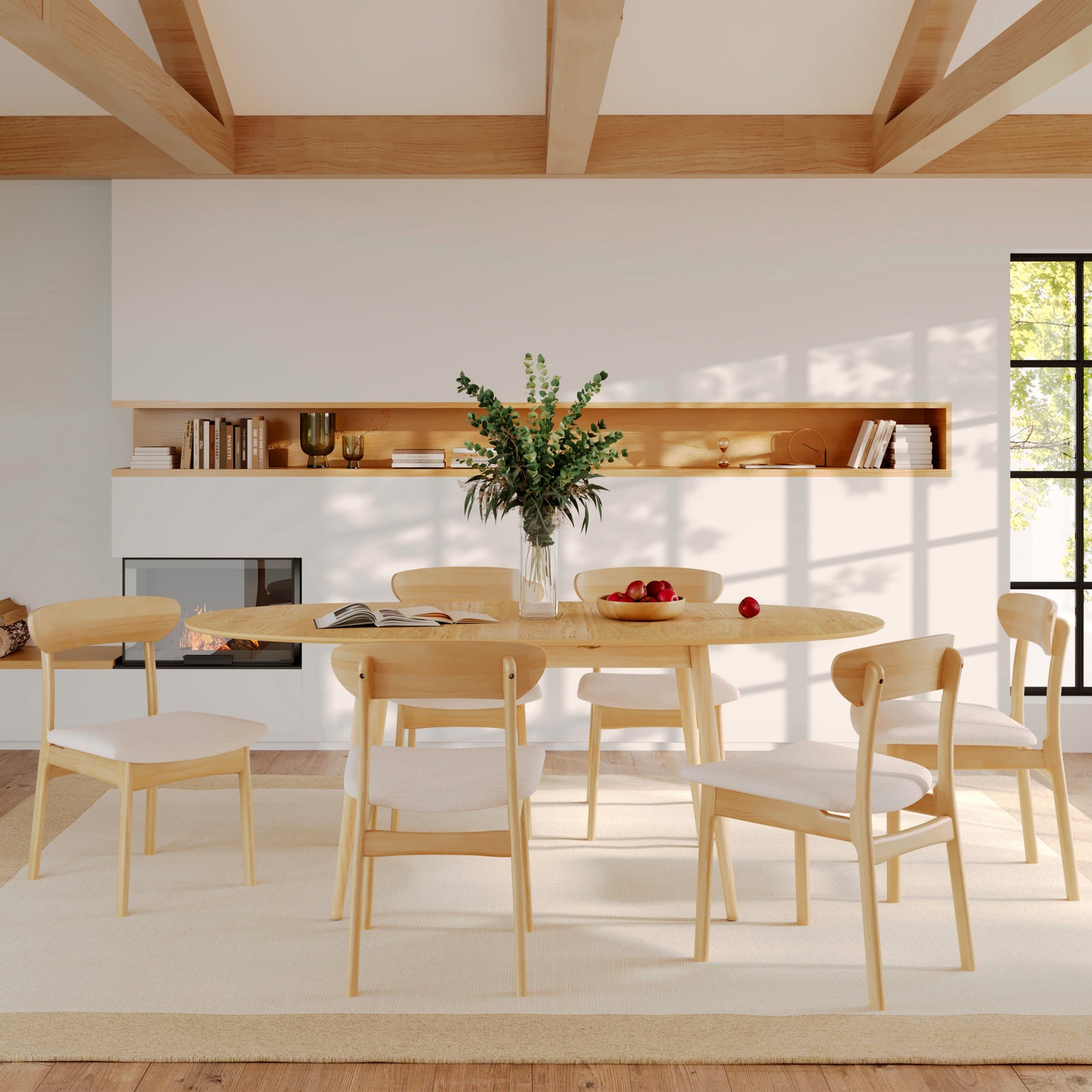 lot de 2 chaises lana en tissu beige et bois clair