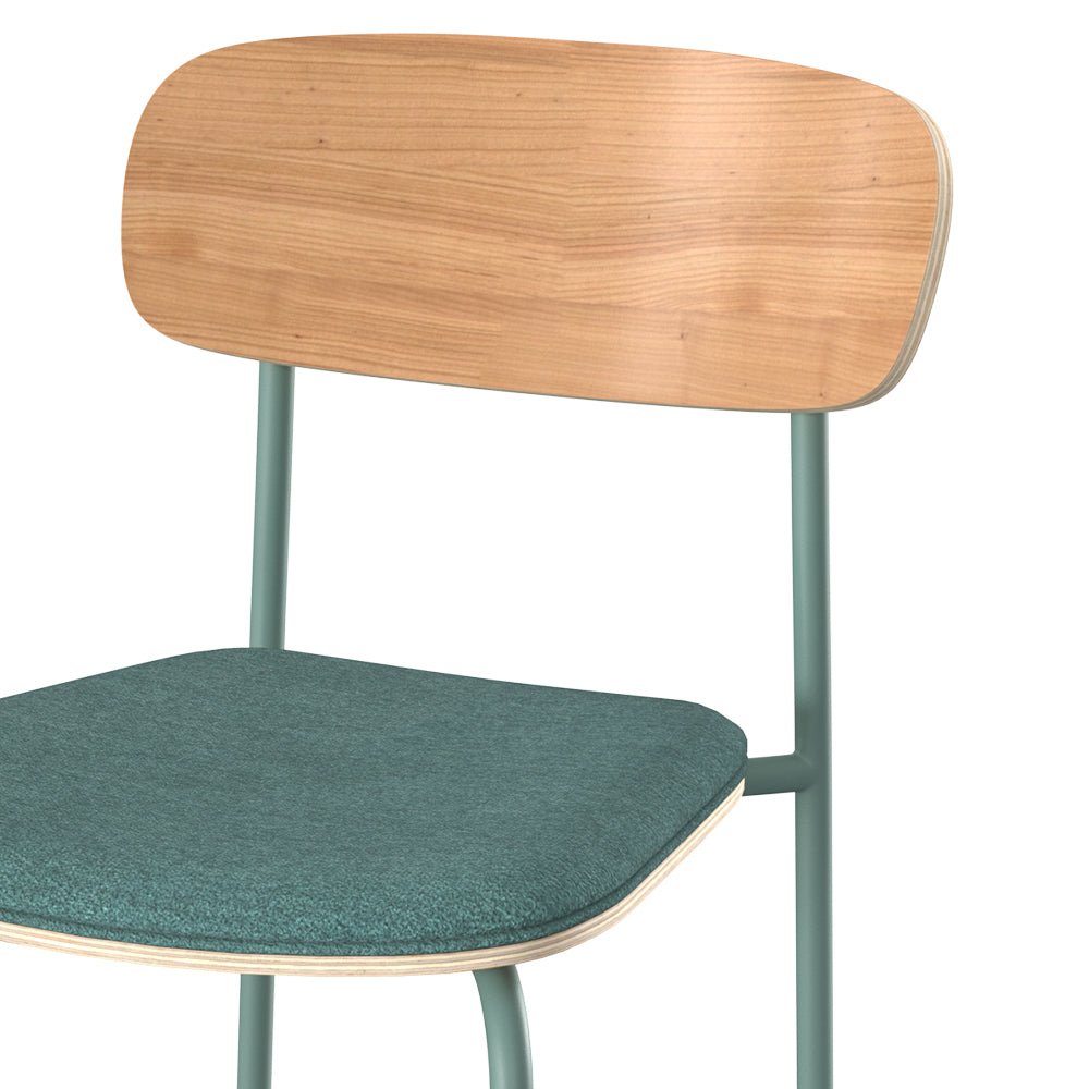 lot de 2 chaises louna en tissu bleu canard et bois