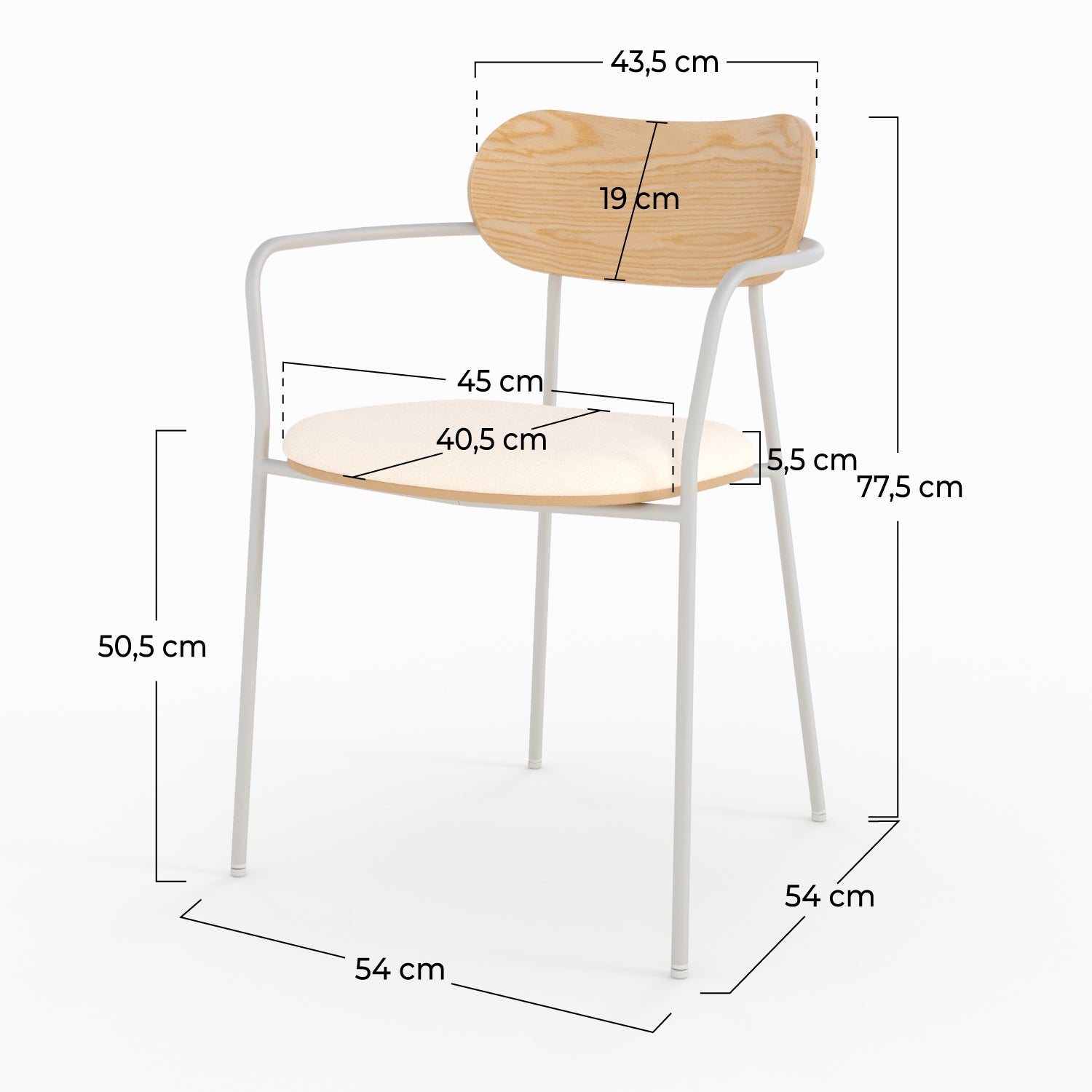 Lot de 2 chaises Marine en tissu beige et placage en bois clair