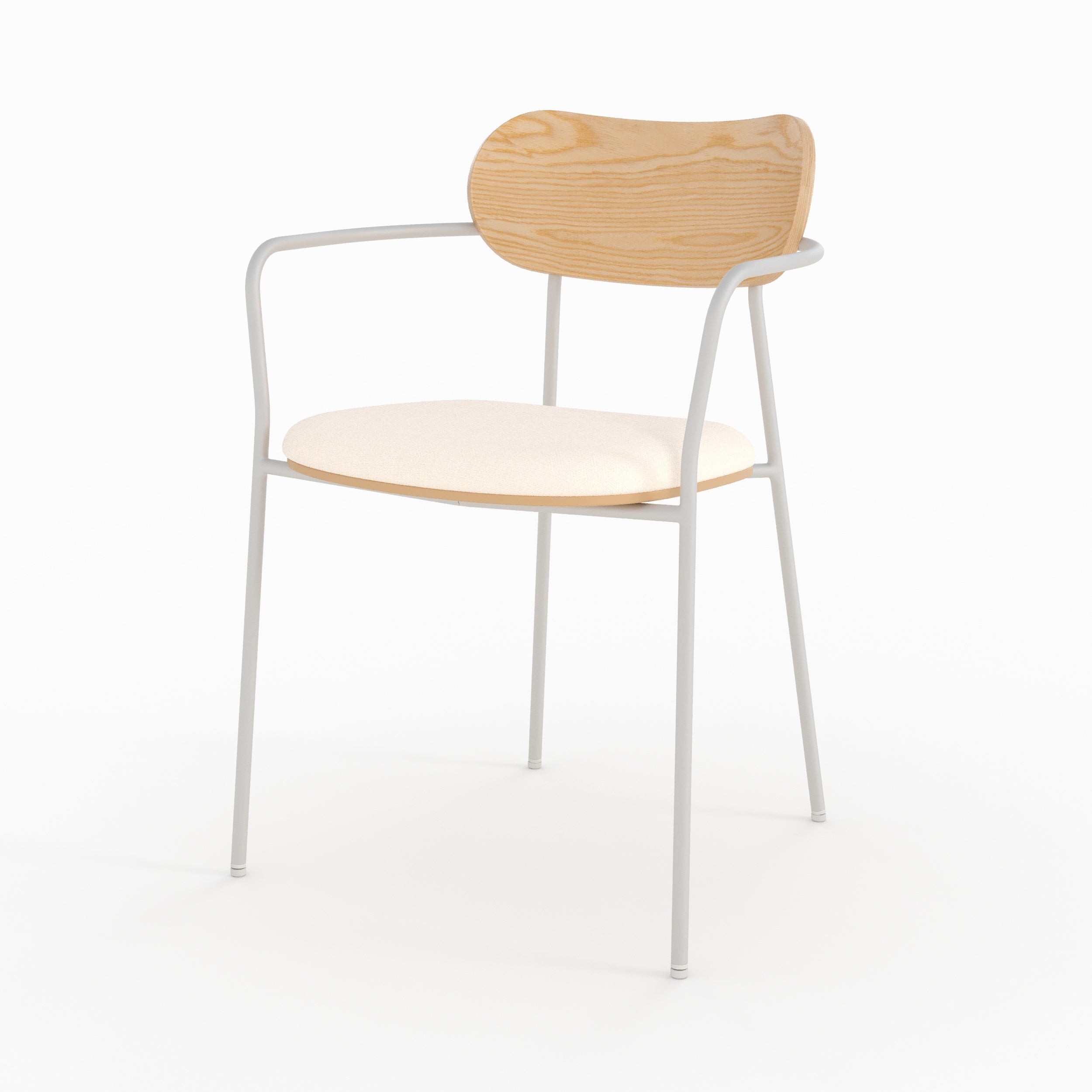 Lot de 2 chaises Marine en tissu beige et placage en bois clair