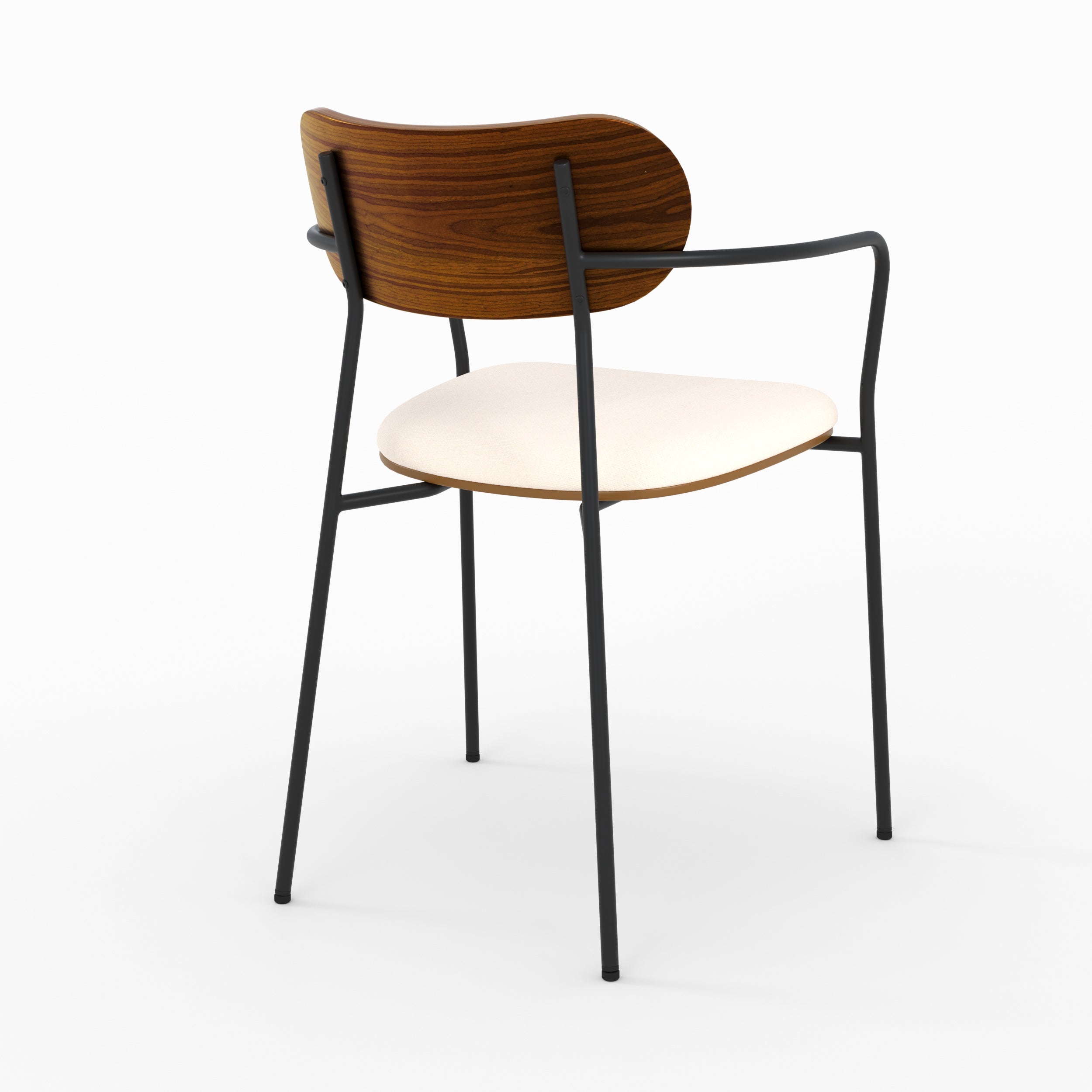 Lot de 2 chaises Marine en tissu beige et placage en bois foncé