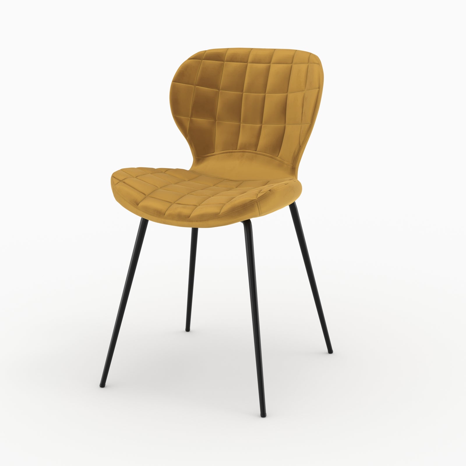 lot de 2 chaises mazzia en velours jaune curry pieds en metal