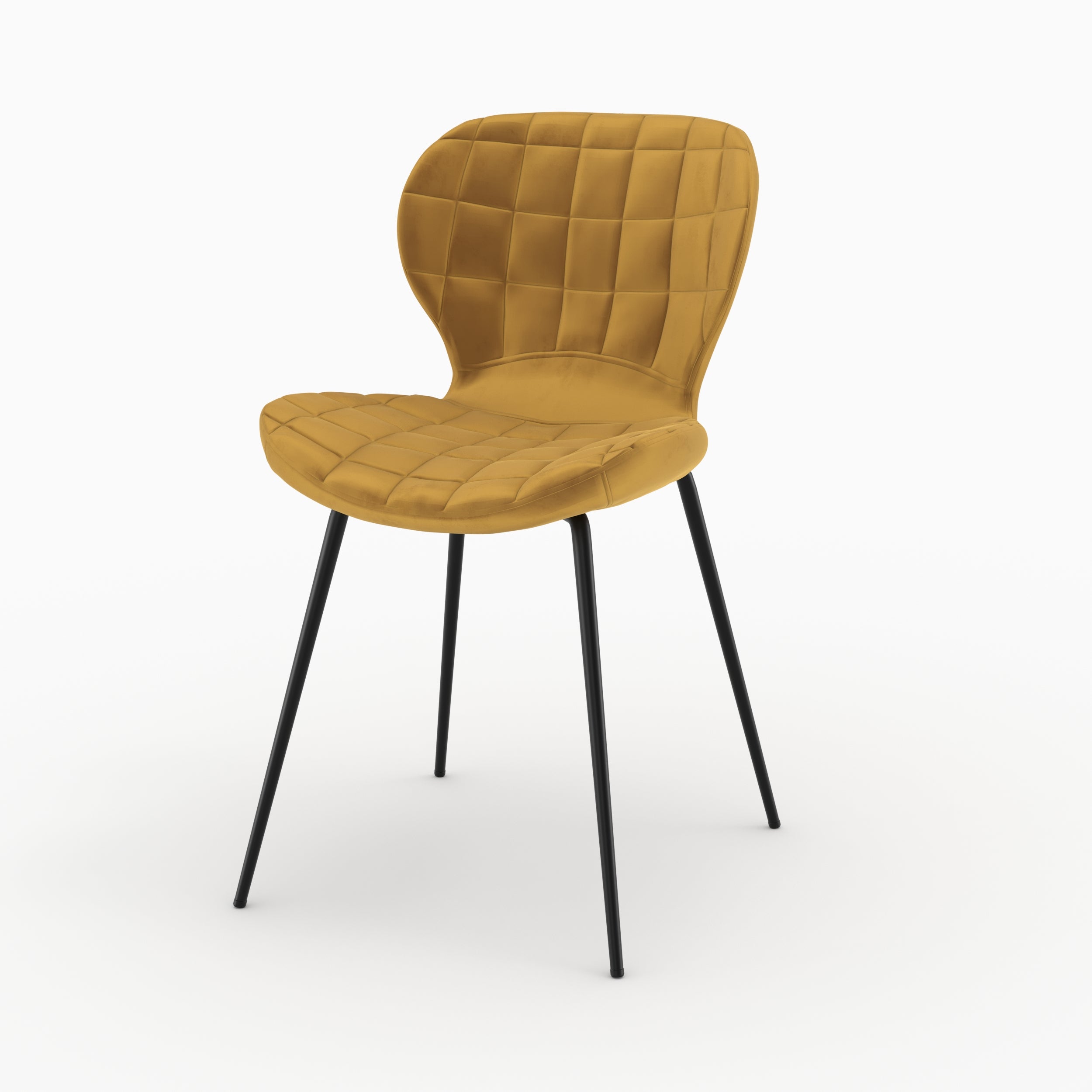 lot de 2 chaises mazzia en velours jaune curry pieds en metal