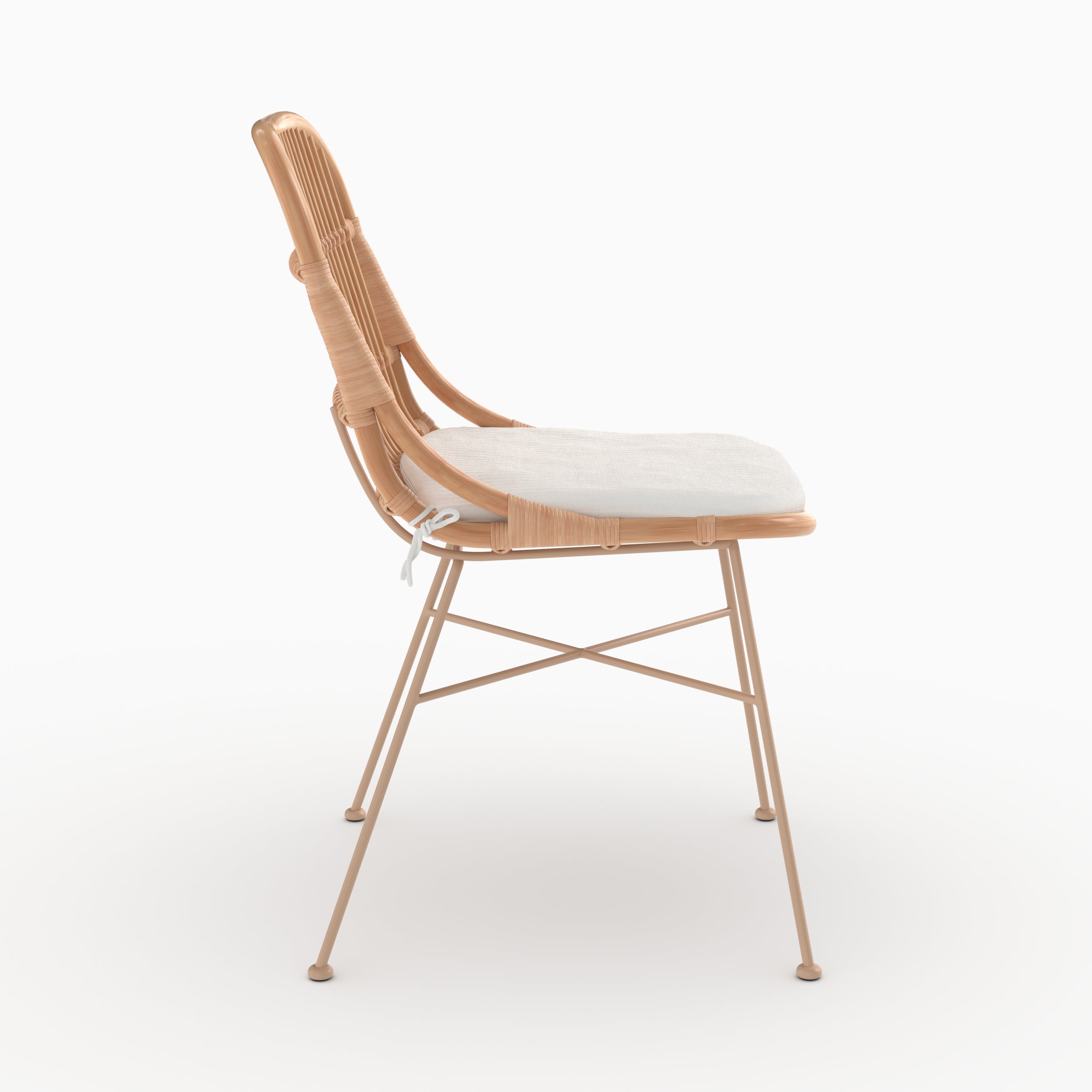 Lot de 2 chaises Moon en rotin beige et pieds en métal beige