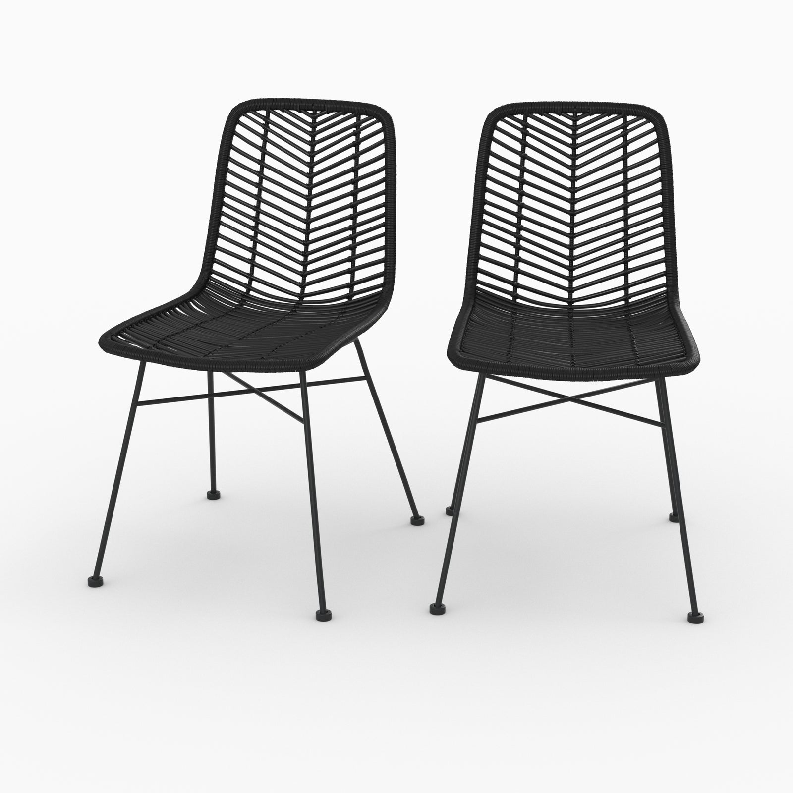 lot de 2 chaises noires en rotin tamara