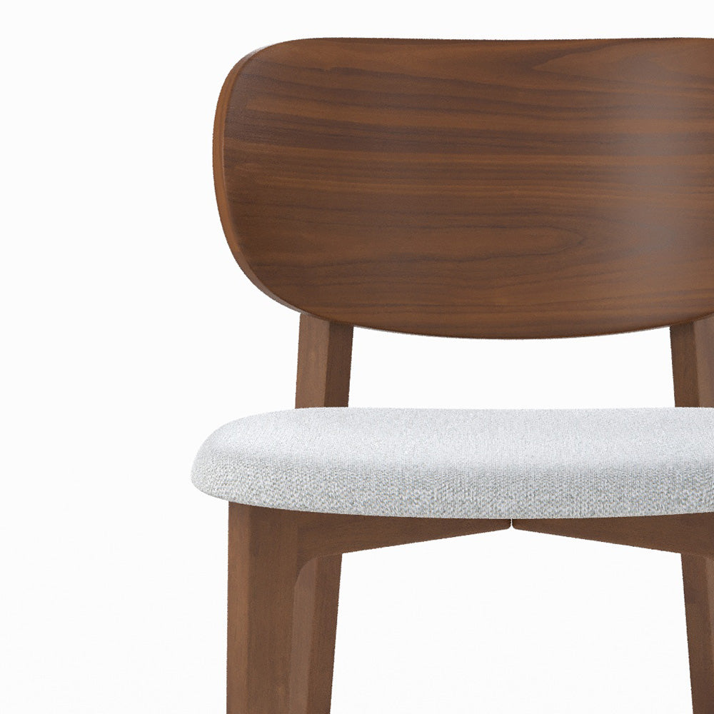 lot de 2 chaises pour ilot central aria 66 cm en bois fonce et tissu gris clair