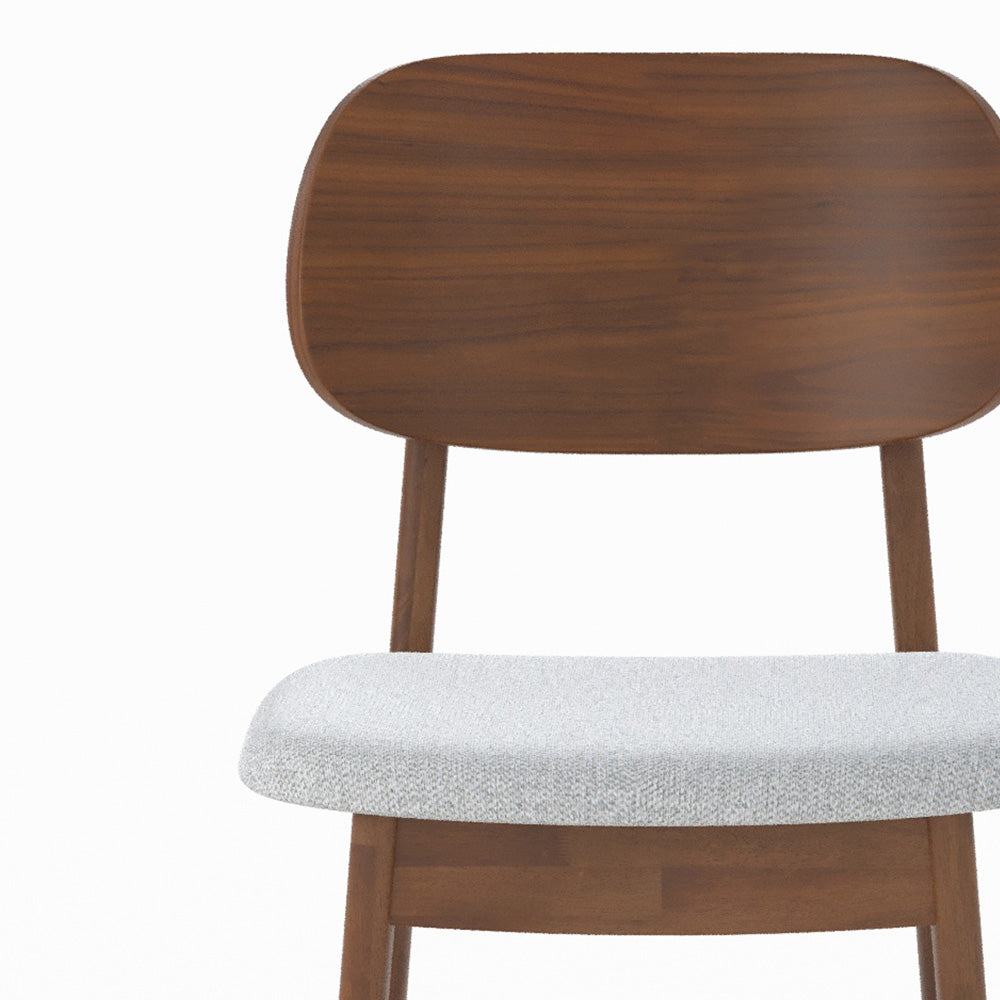 lot de 2 chaises pour ilot central charlize en bois fonce et tissu gris clair