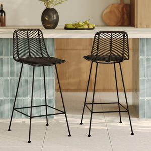 Set di 2 sedie da bar 66 cm Tamara in rattan nero