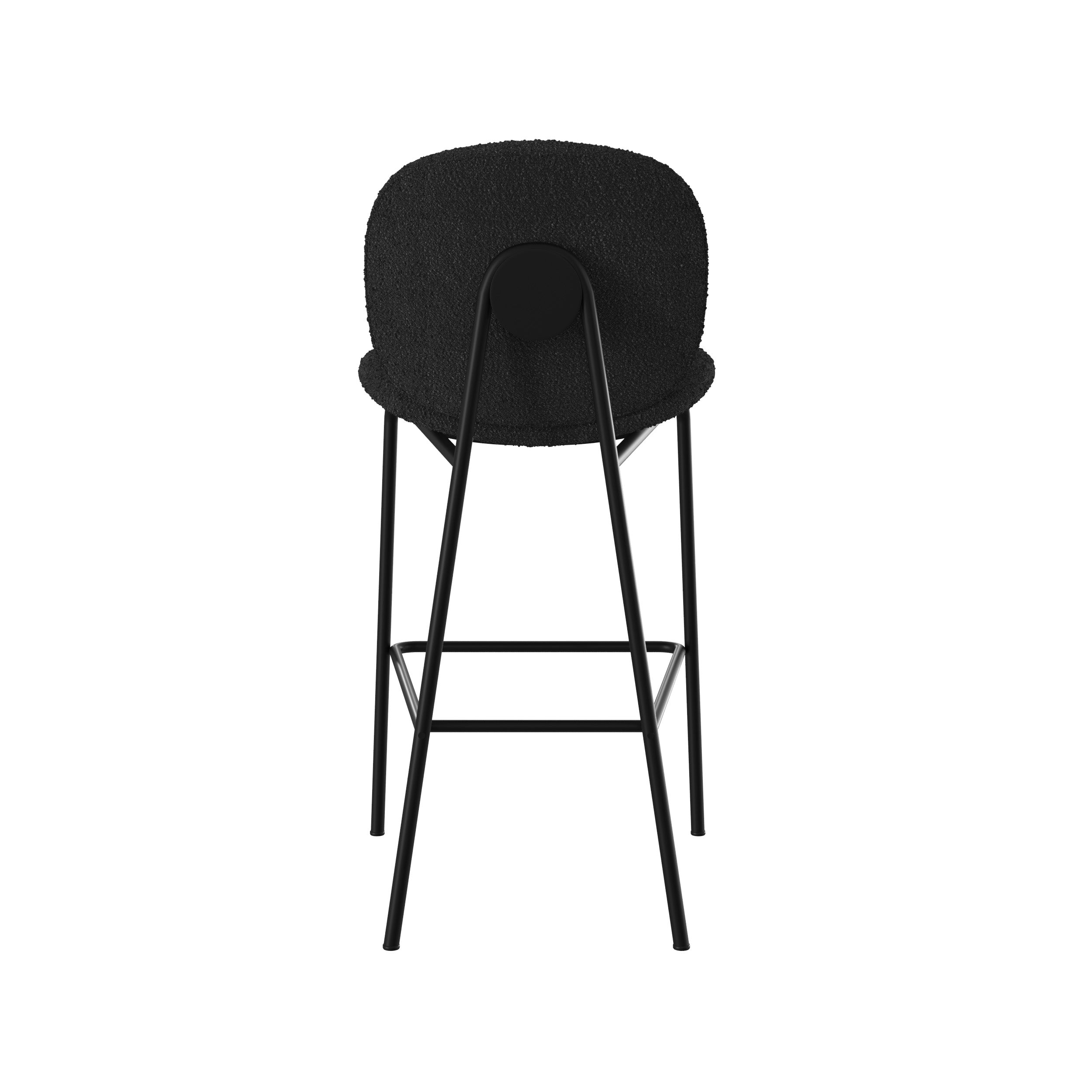 lot de 2 chaises pour ilot central en tissu boucle noir iris 65