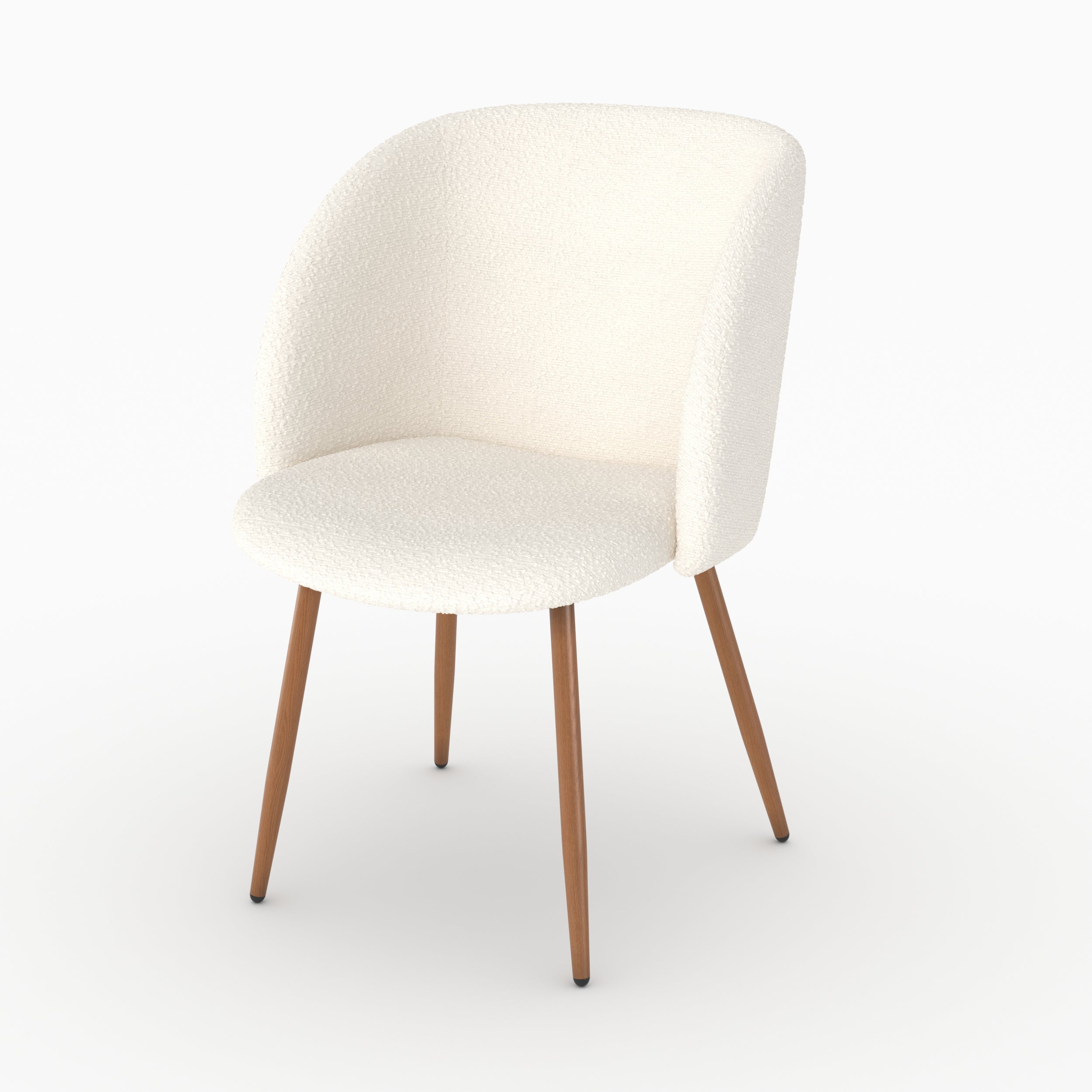 Chaise Swan en tissu bouclé beige (lot de 2)