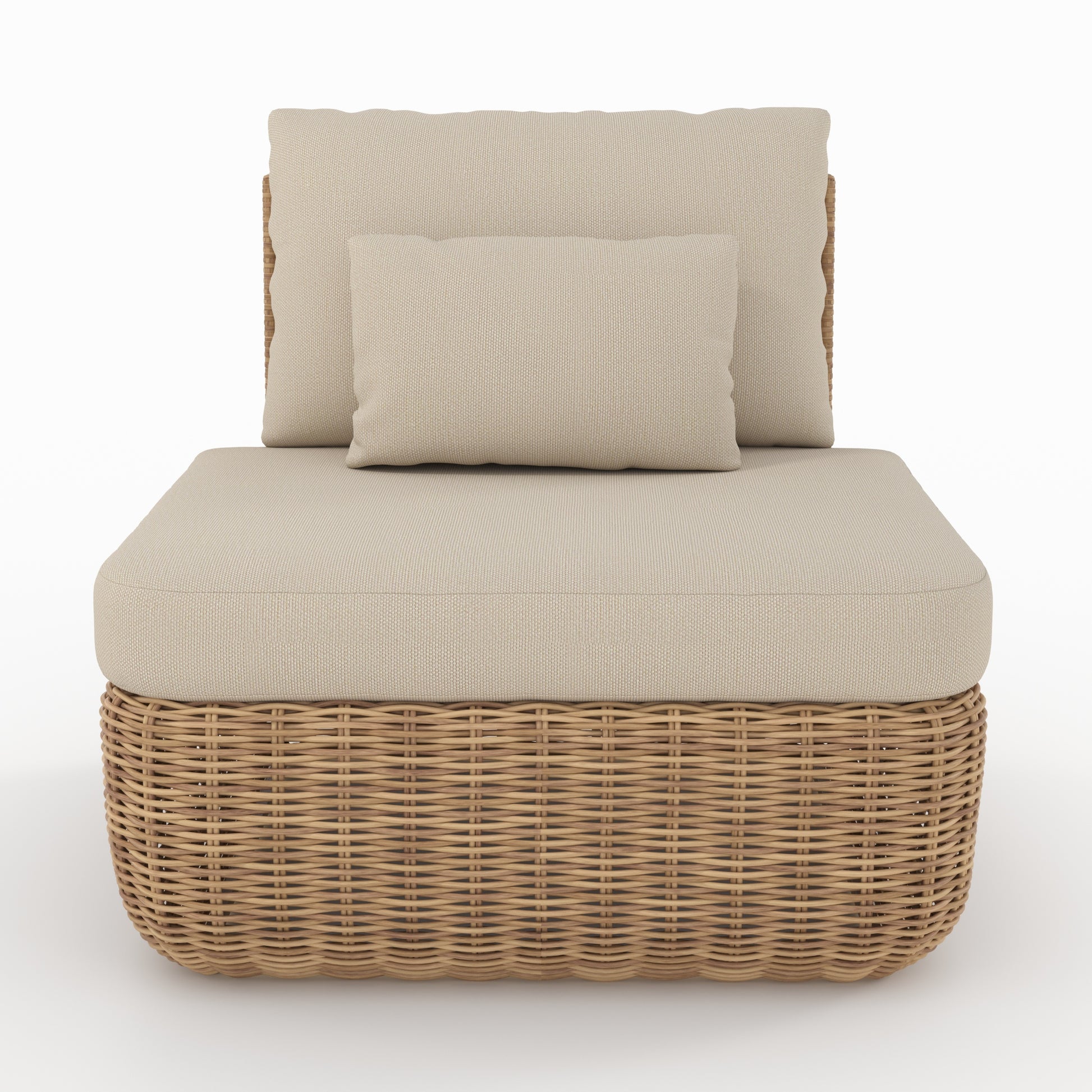 lot de 2 fauteuils de jardin en rotin synthetique et tissu beige sky