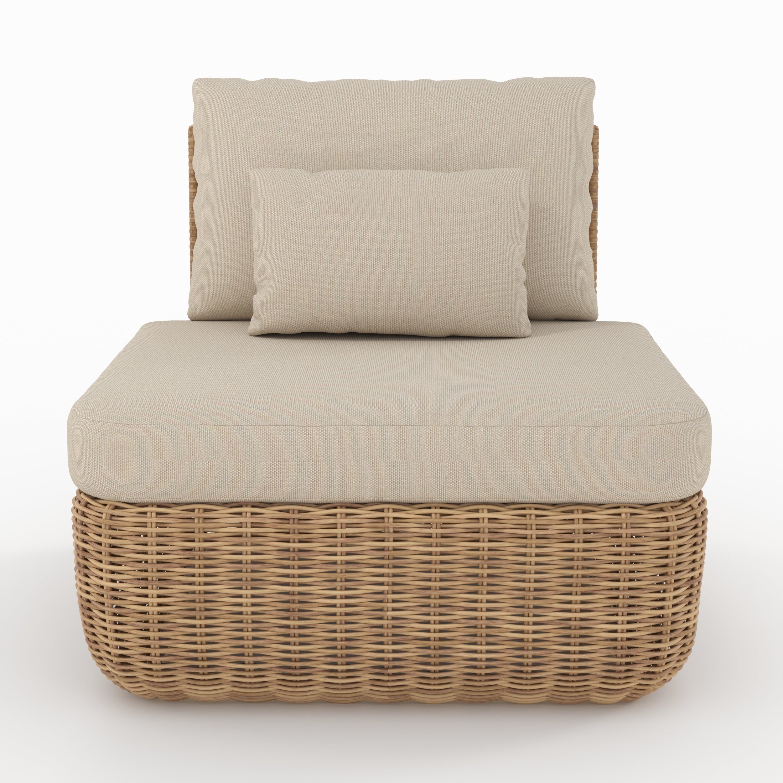 lot de 2 fauteuils de jardin en rotin synthetique et tissu beige sky