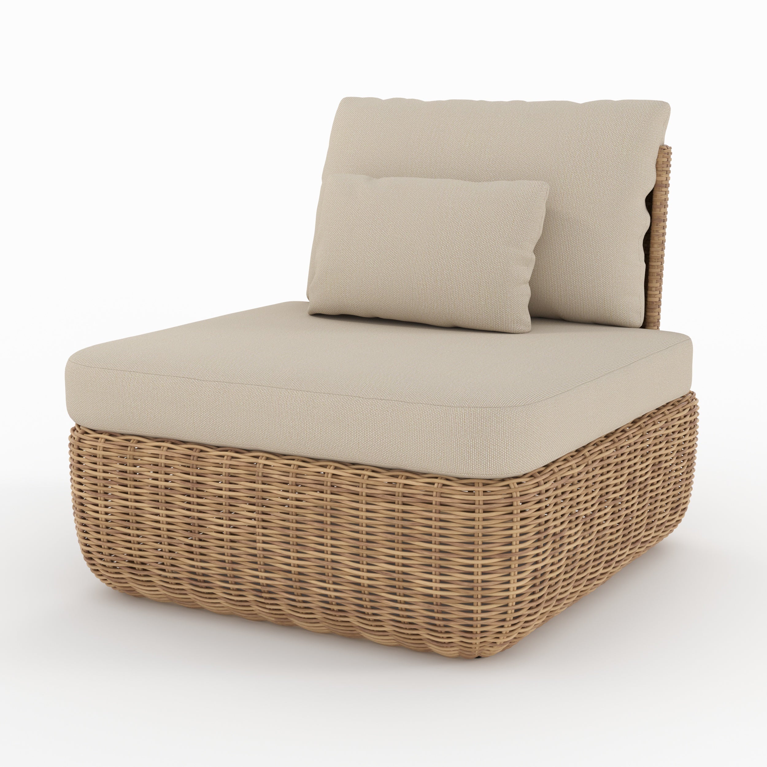 lot de 2 fauteuils de jardin sky en rotin synthetique et tissu beige