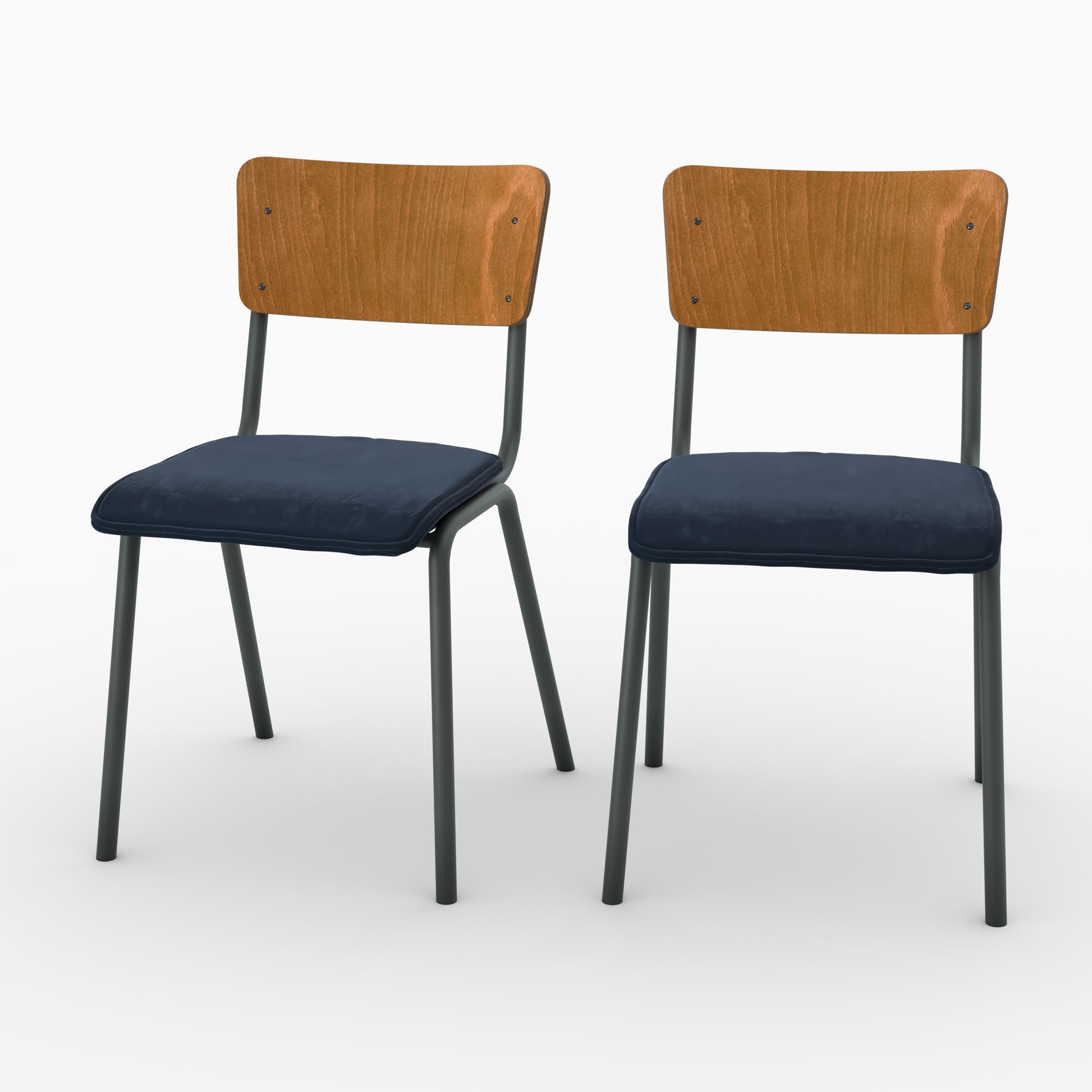 lot de 2 nico chaise velours bleu rendez vous deco