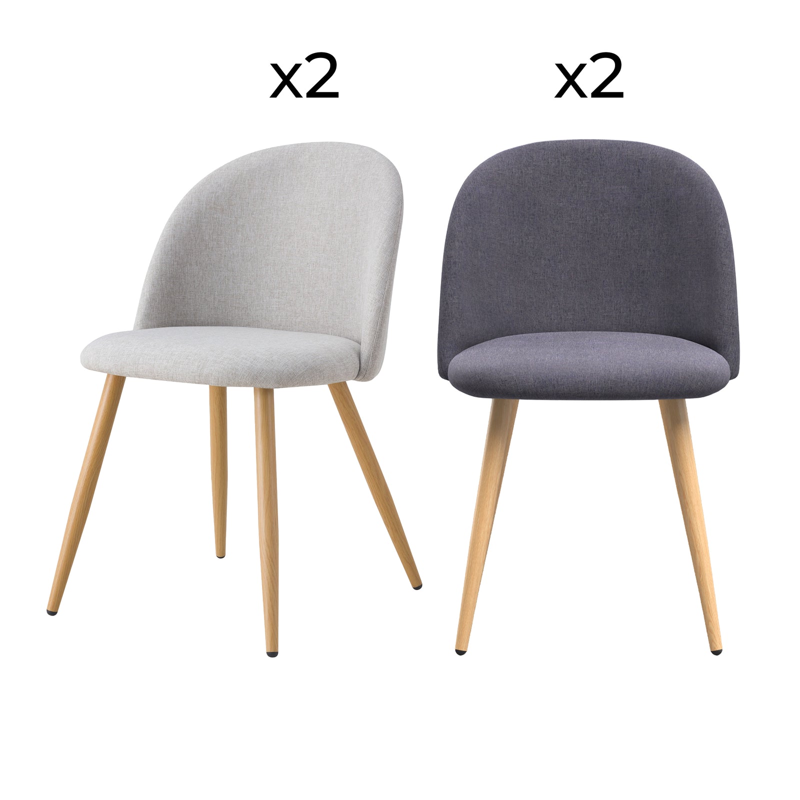 lot de 4 chaises cozy gris clair et fonce
