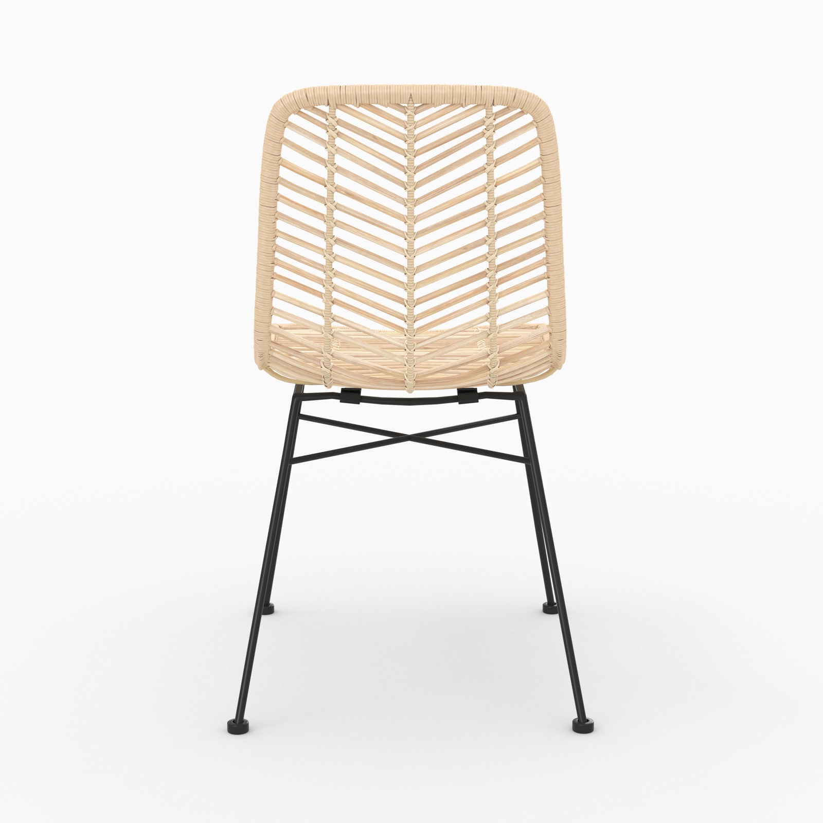 lot de deux chaises en rotin naturel et pieds noirs tamara