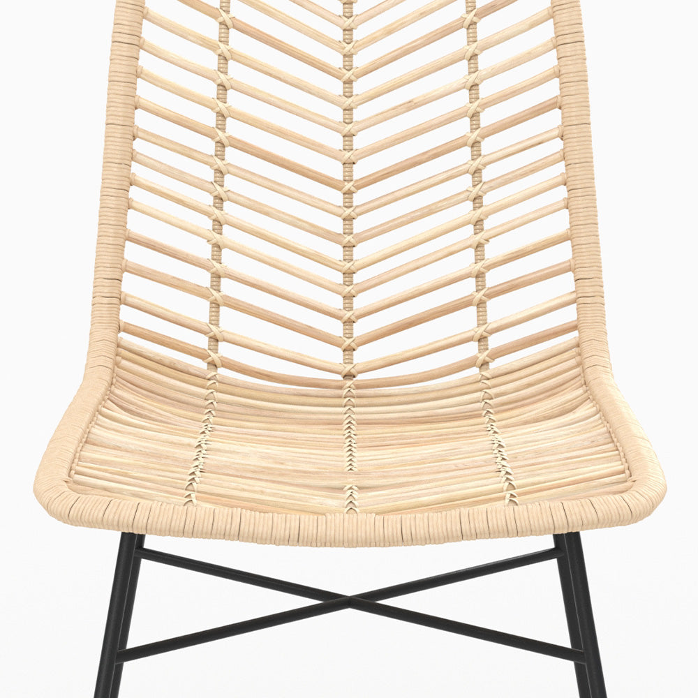 lot de deux chaises rotin naturel et pieds noirs tamara