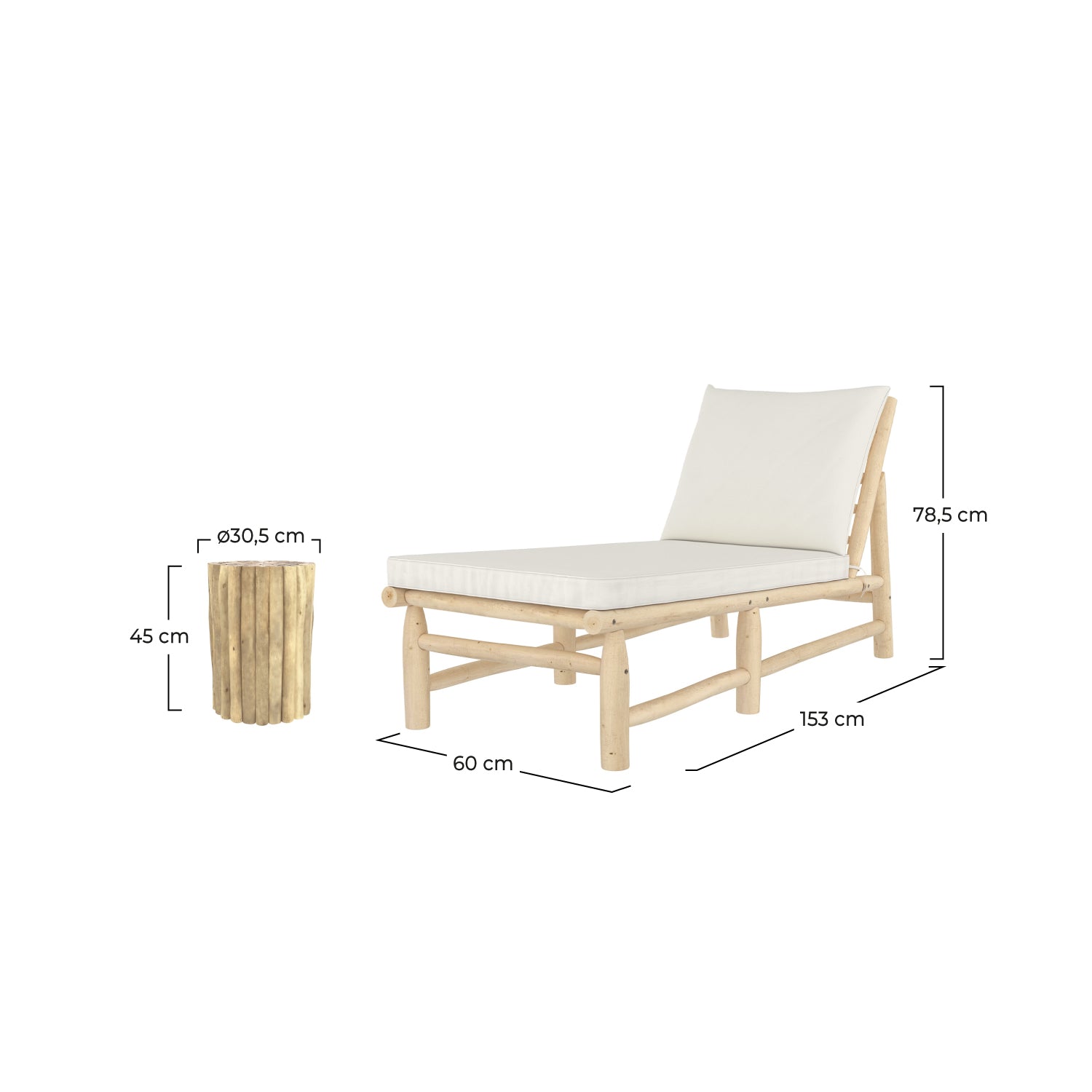lot de jardin transat et table basse makam