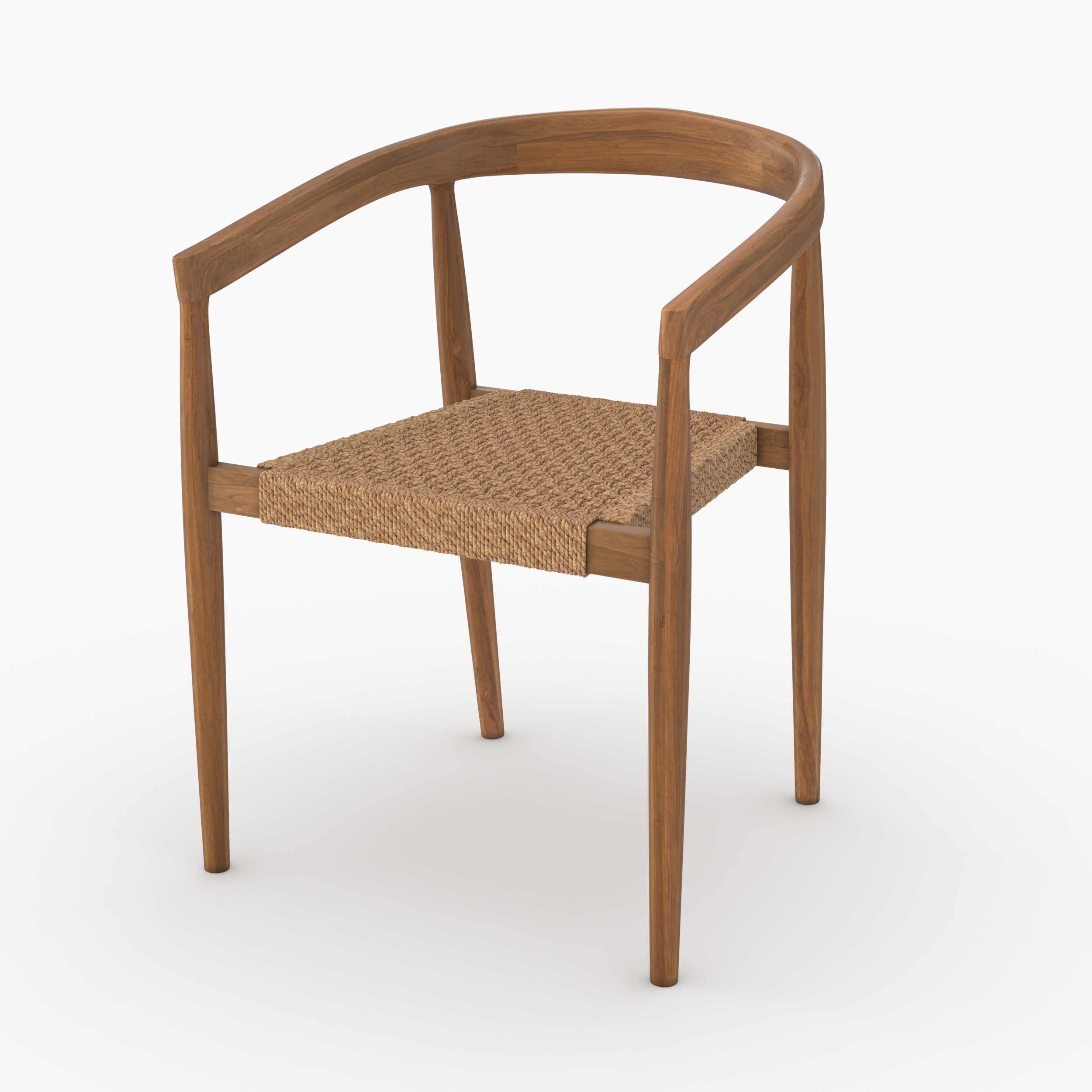 Lot de 2 chaises Bali en bois de teck vernis et tissage synthétique