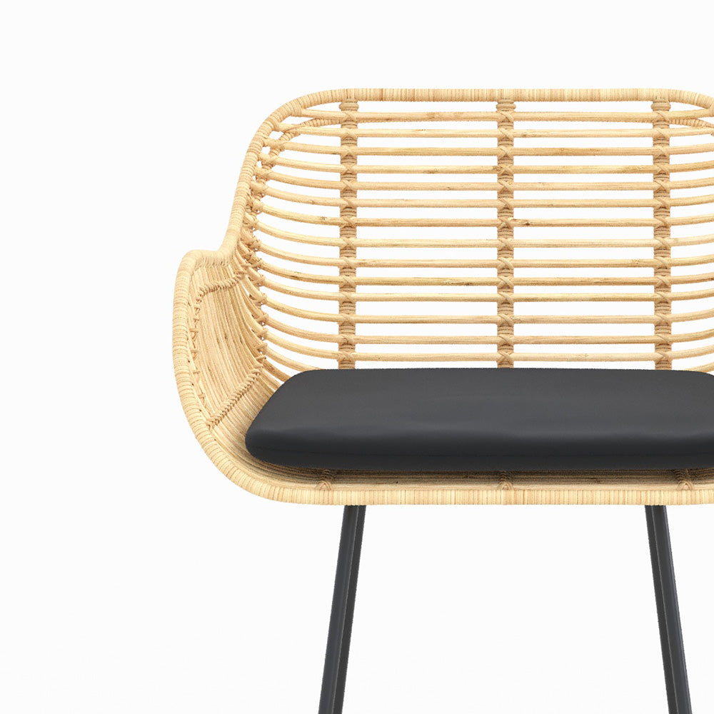 Lot de 2 chaises pour îlot central 66 cm Pops en rotin et tissu noir