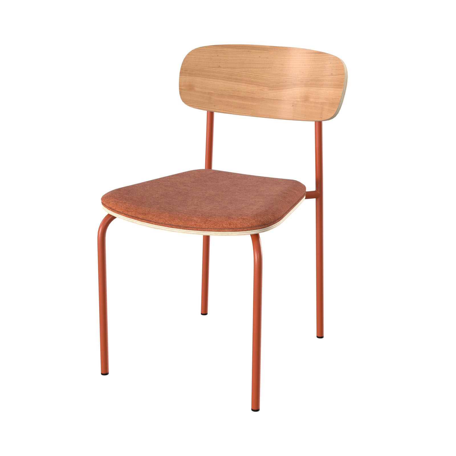 louna chaise en bois et tissu terracotta lot de 2