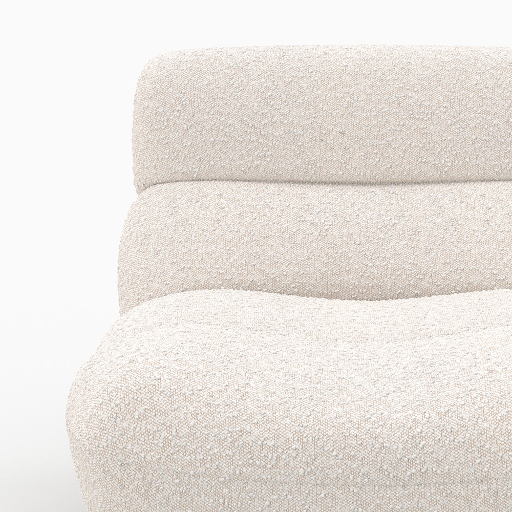 Ensemble fauteuil et pouf Teddy en tissu bouclé blanc