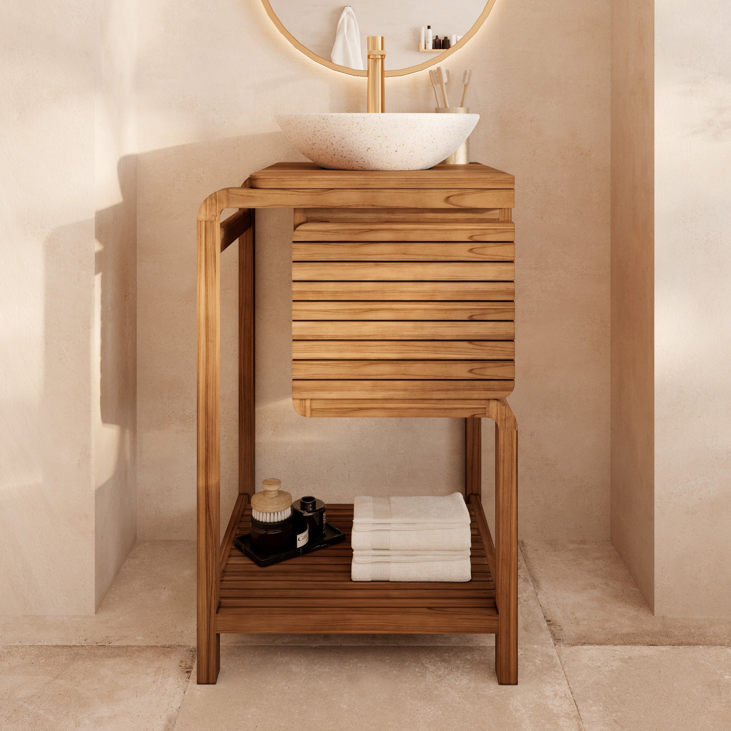 lucette meuble de salle de bain 50 cm teck rdv deco