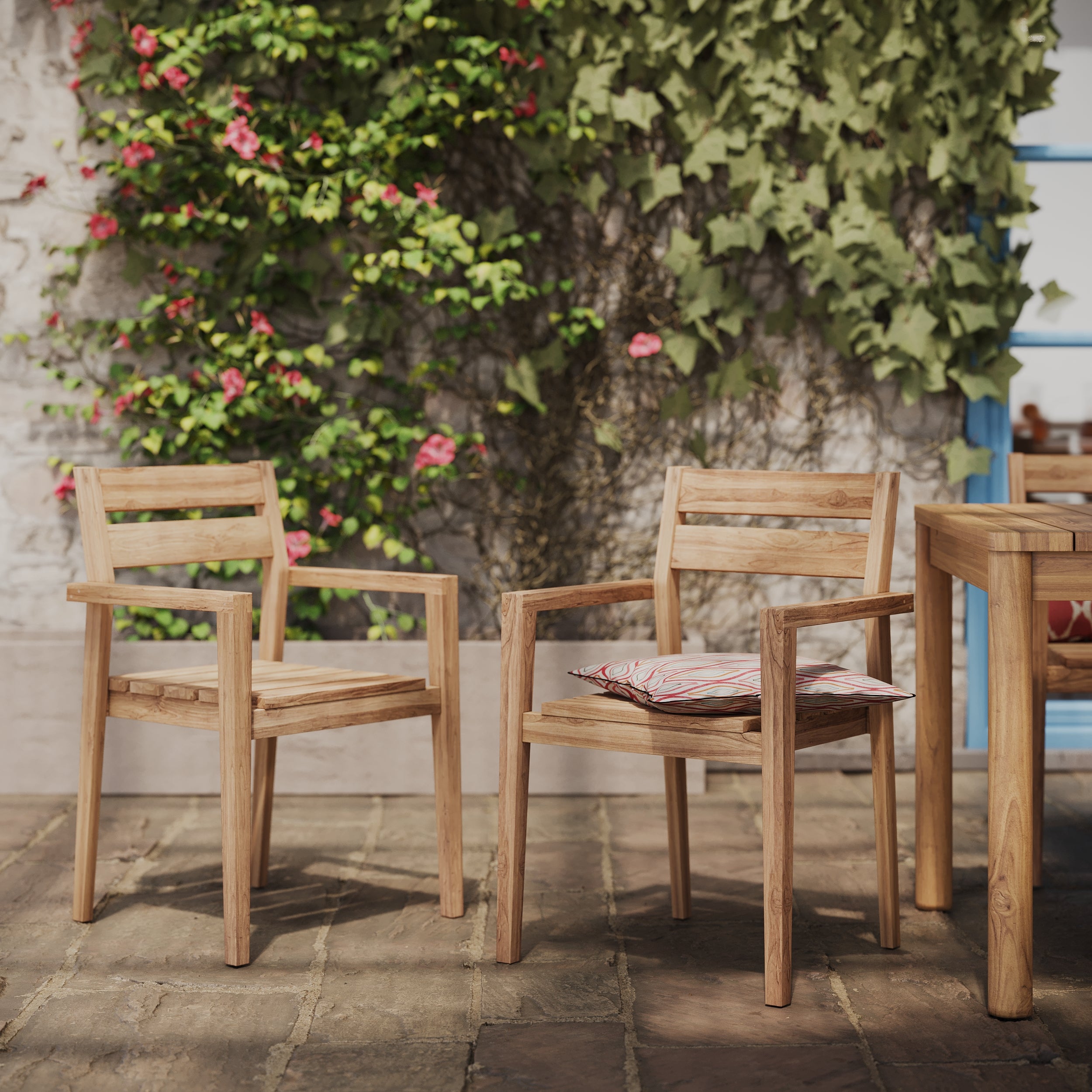 lucia chaise de jardin en bois de teck lot de 2 focus