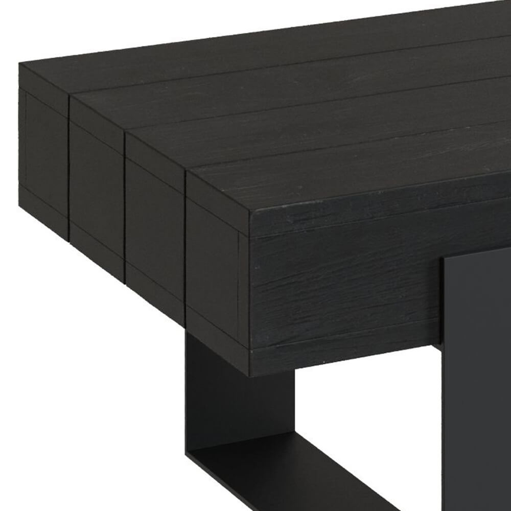 lya table basse en bois de teck recycle et pieds metal