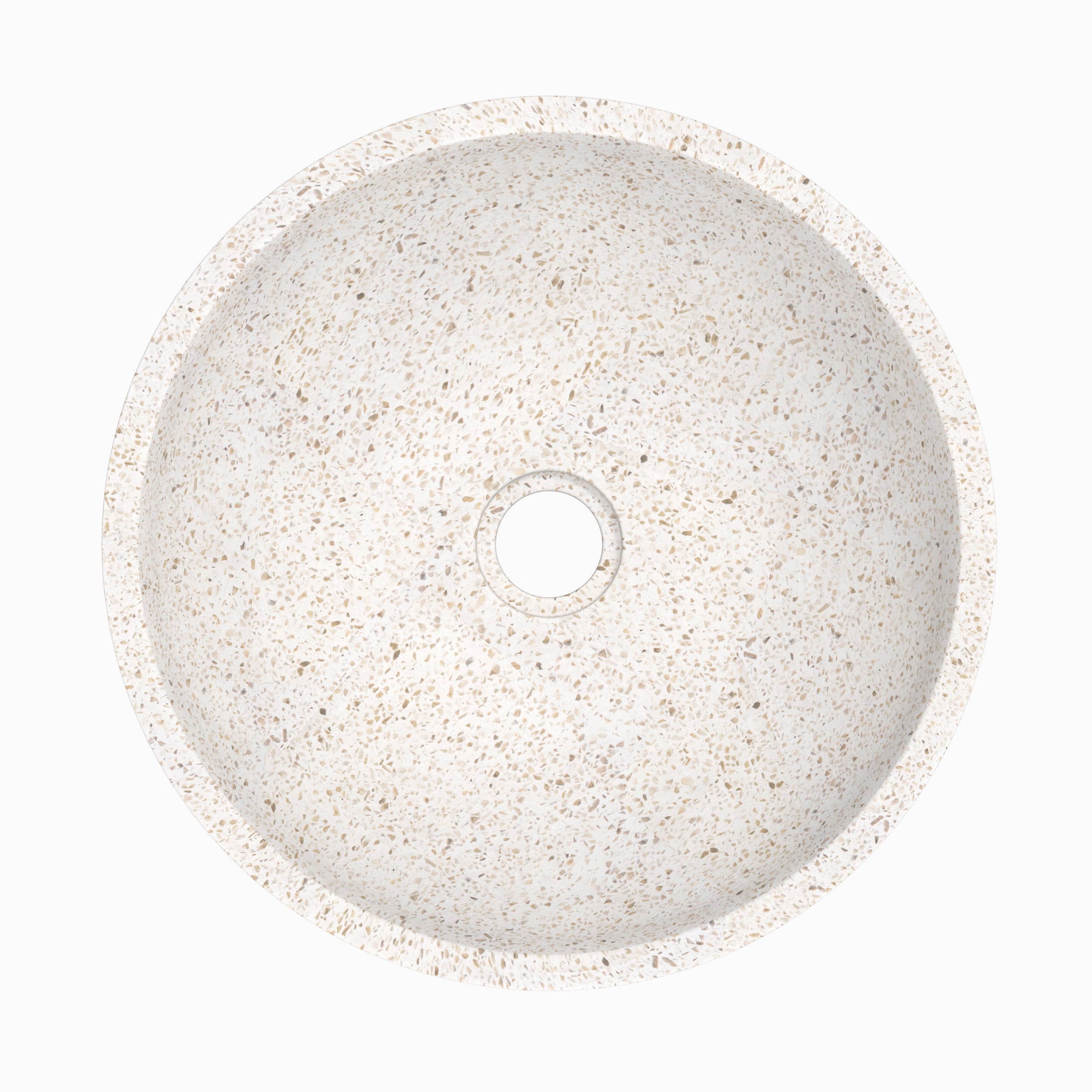 lysea vasque ronde terrazzo blanc mouchete