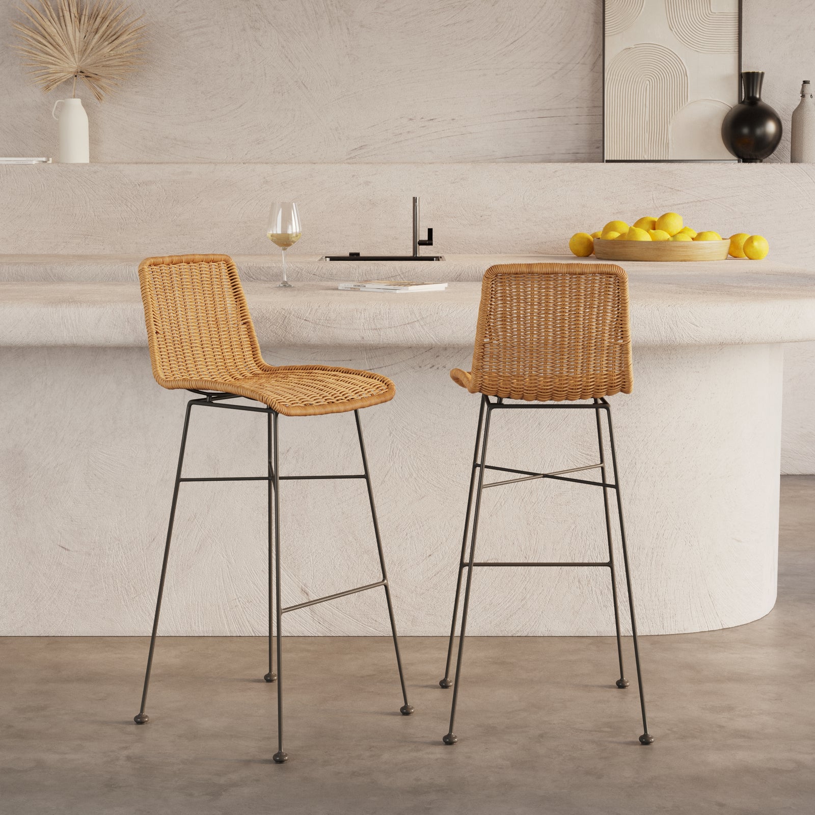 mandya chaise de bar mi hauteur 63 cm naturelle