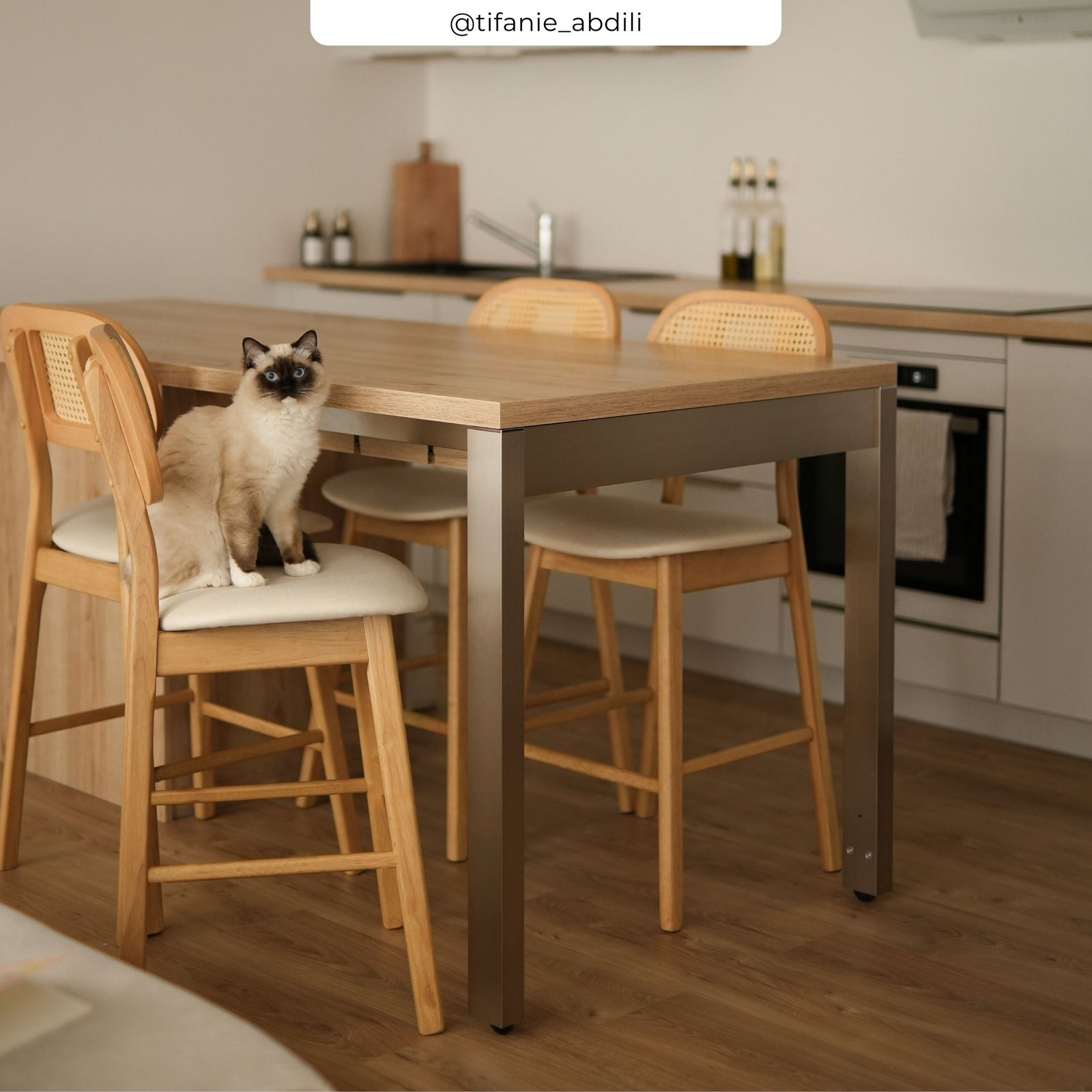 maria chaise de bar tissu beige bois 64