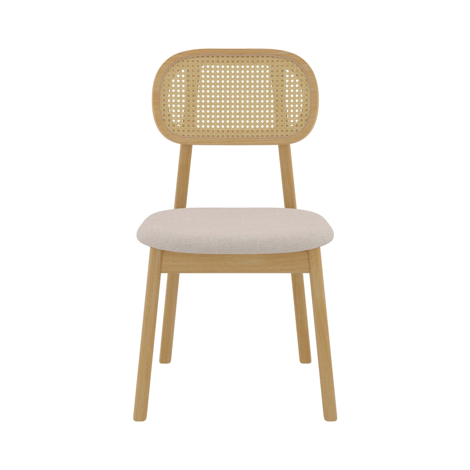 maria chaise en bois clair tissu beige rotin