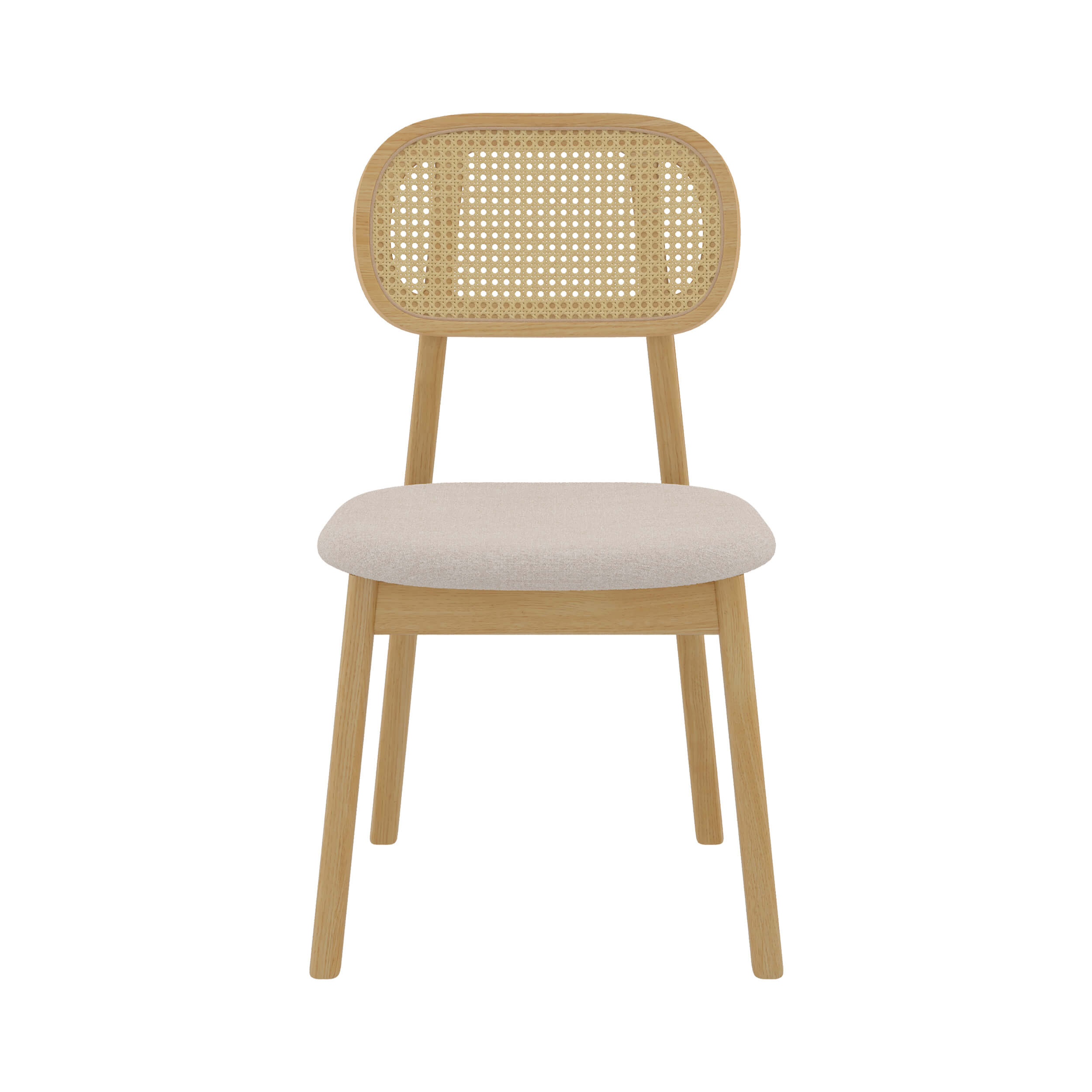 maria chaise en bois clair tissu beige rotin