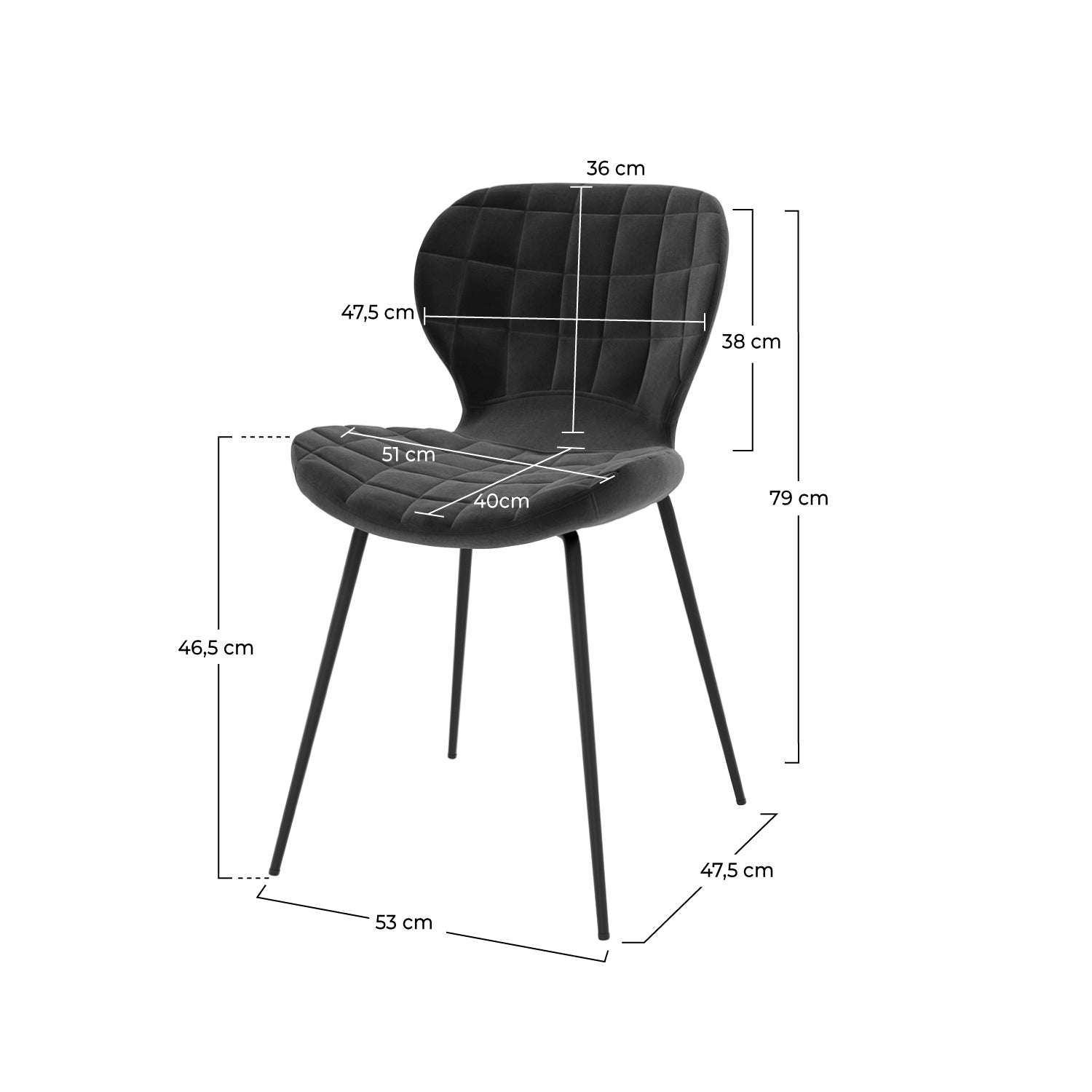 mazzia velours noir pieds metal noir