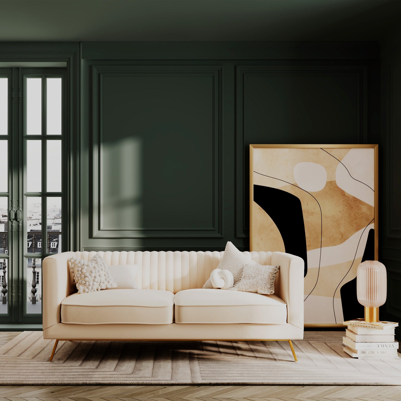 mea lou lampe a poser verre cannele et dore