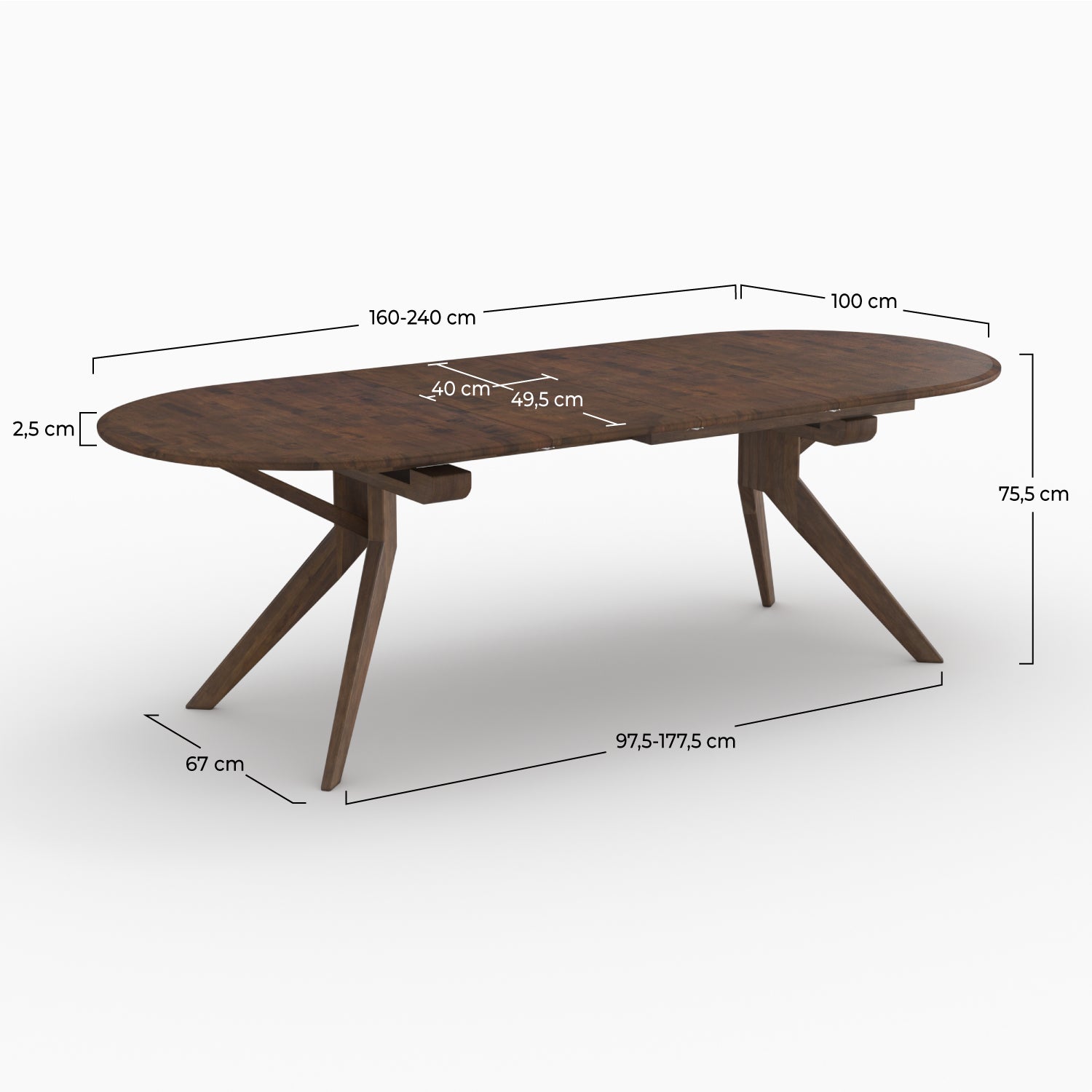 merlin table a manger en bois fonce extensible hevea massif rdv deco
