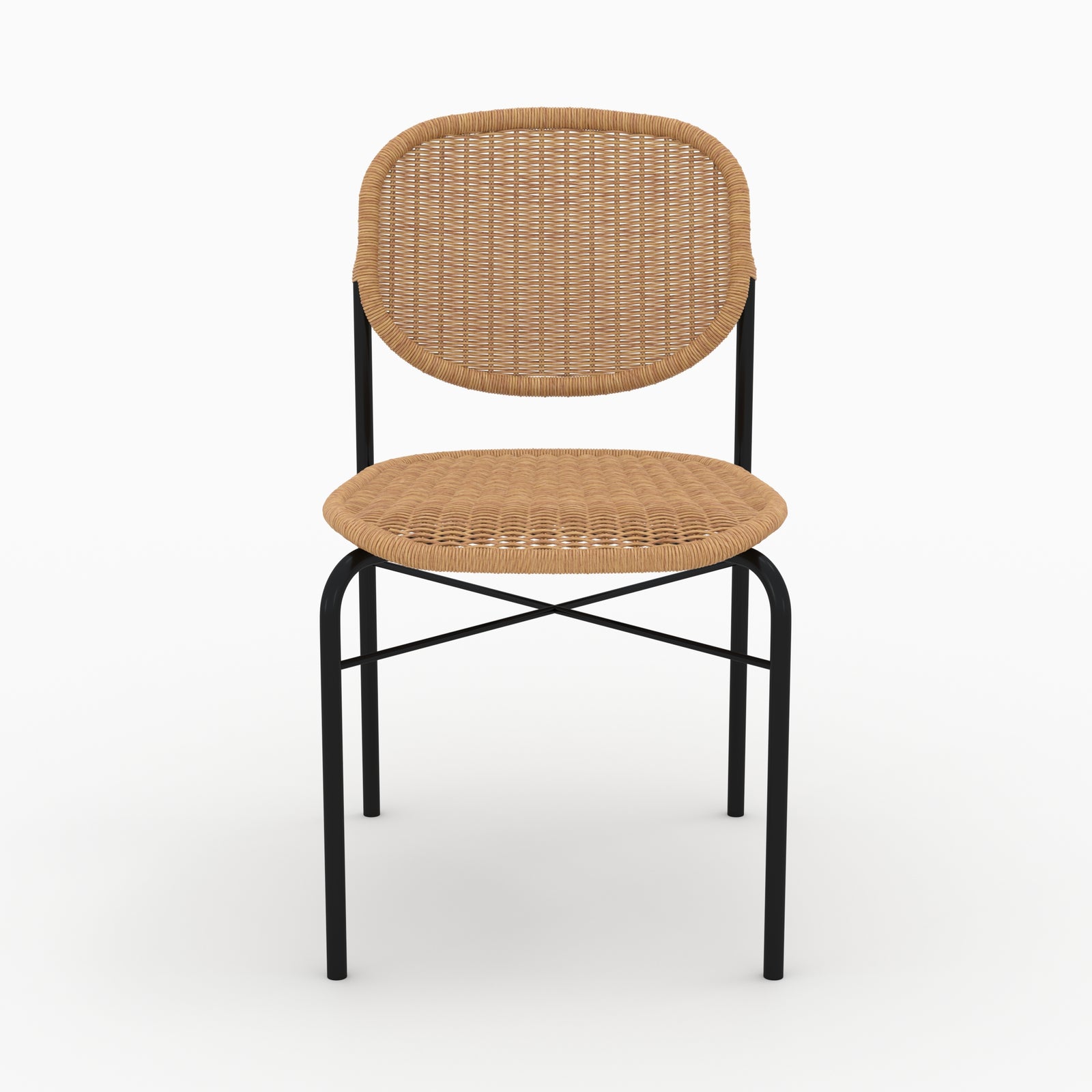 messa chaise en resine tressee lot de 2 pieds noirs