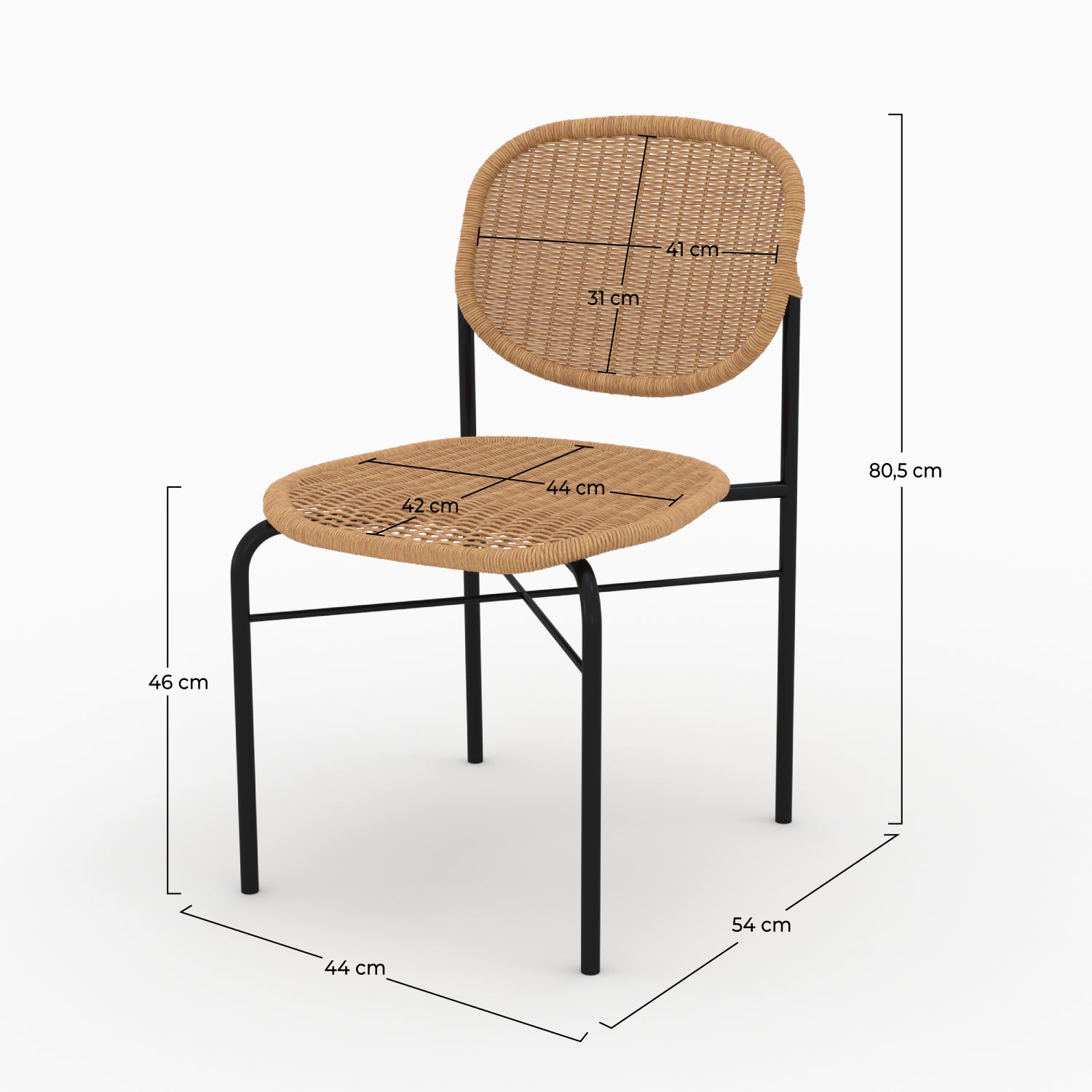 messa chaise resine tressee lot de 2 pieds noirs fond beige