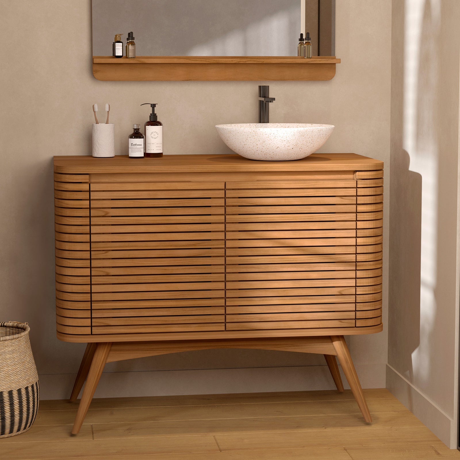 meuble de salle de bain bois fonce auguste