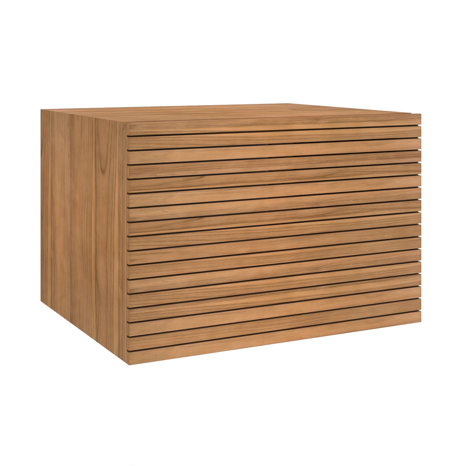 meuble de salle de bain en bois de teck 60 cm fond blanc