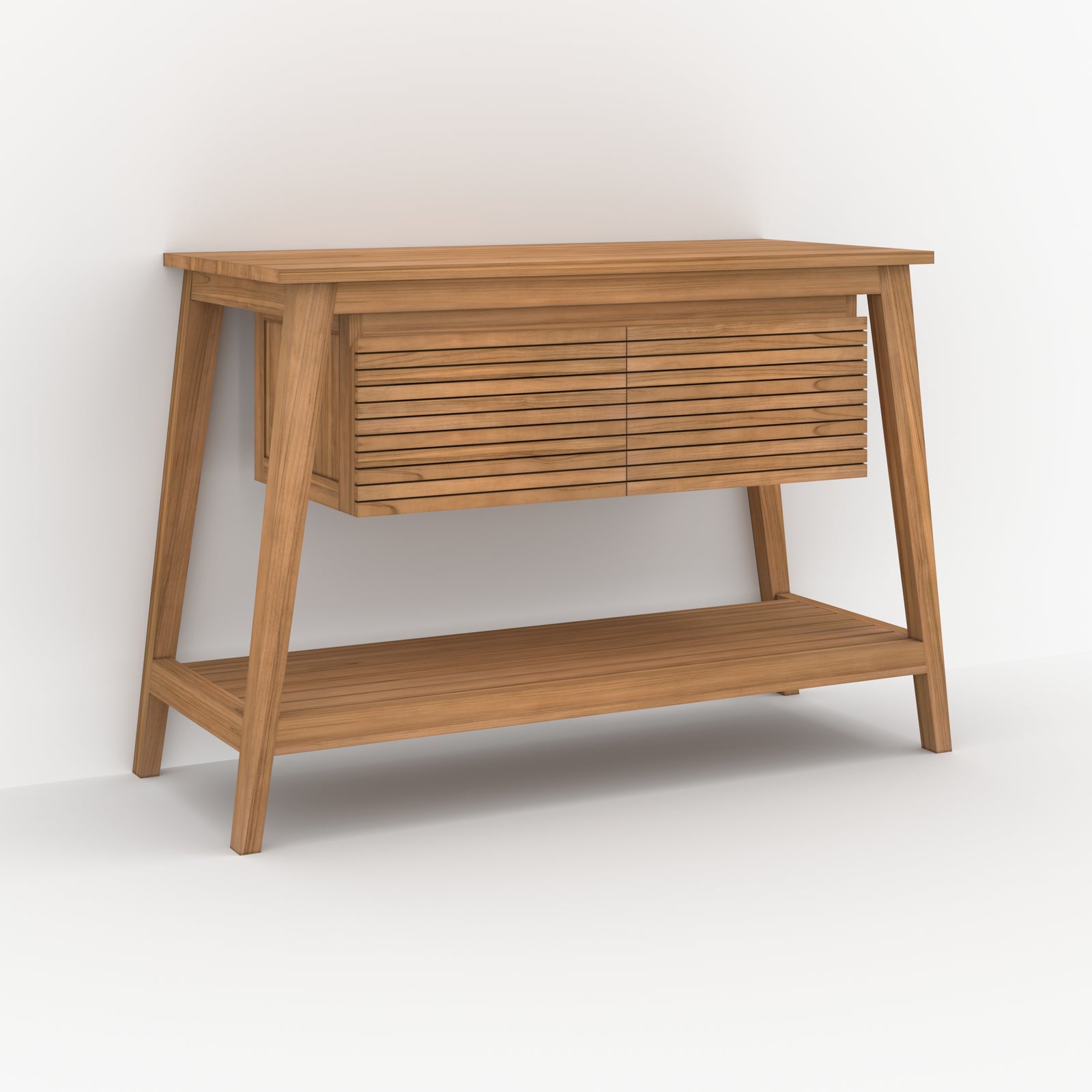 meuble de salle de bain en bois teck cesar 120 cm