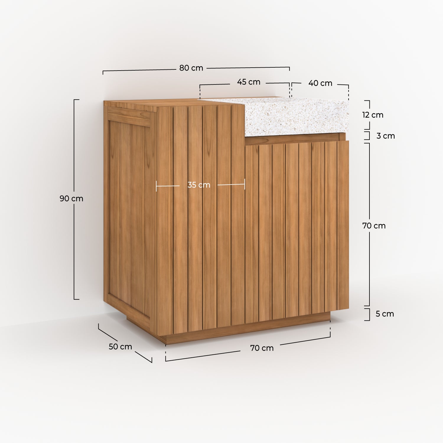 meuble noa 80 cm bois et terrazzo