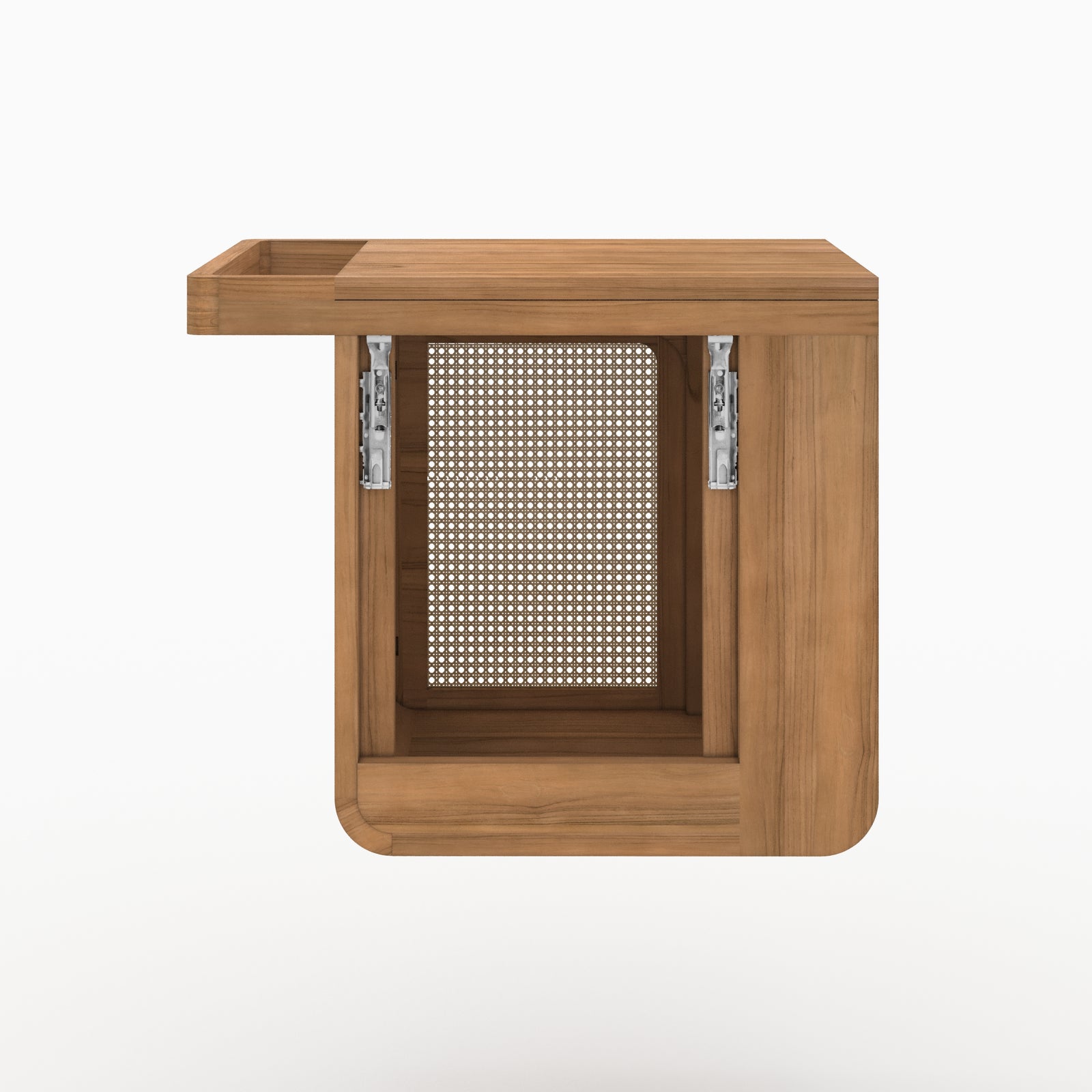 meuble salle de bain suspendu dami en bois de teck et cannage rangement