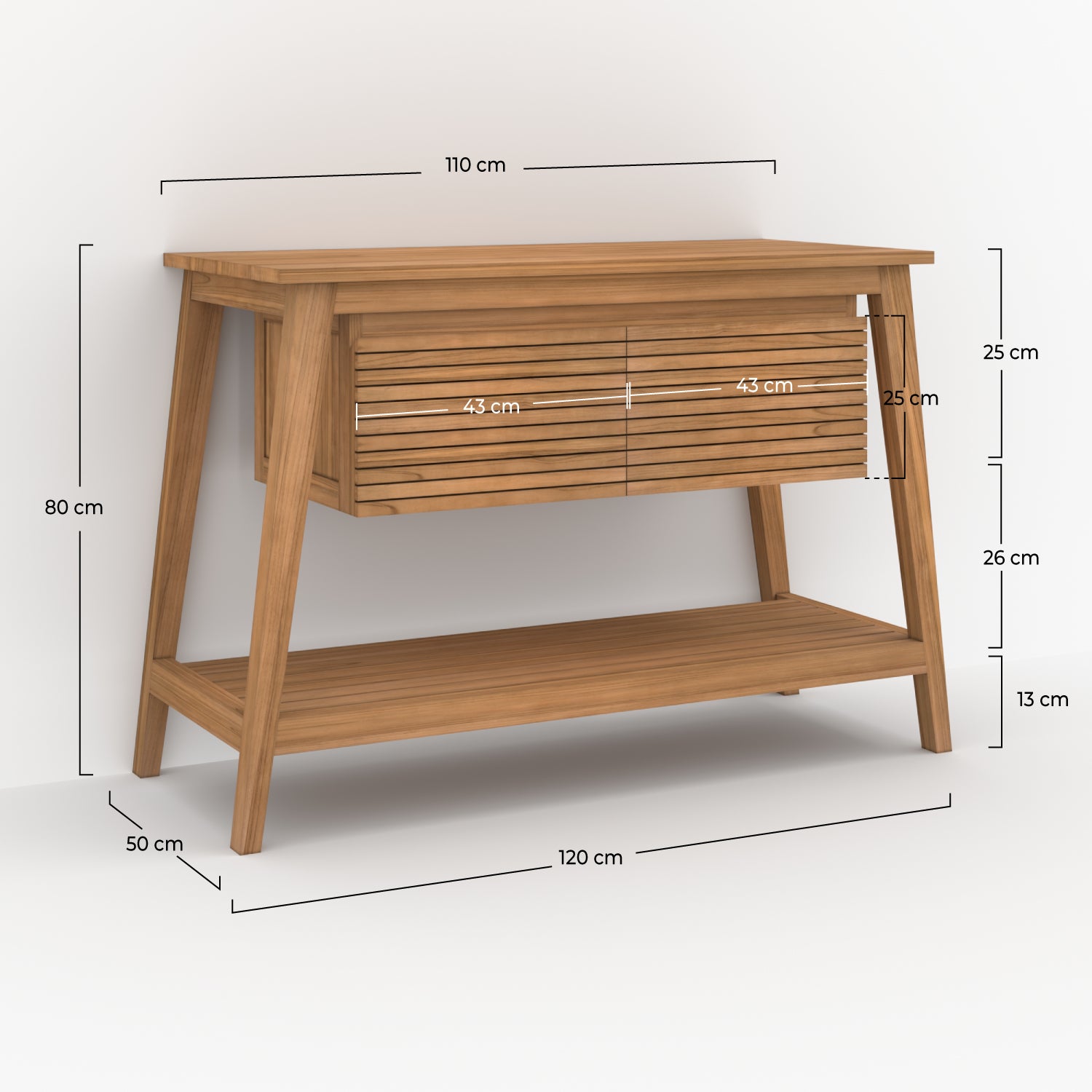 meuble teck cesar 120 cm avec rangements