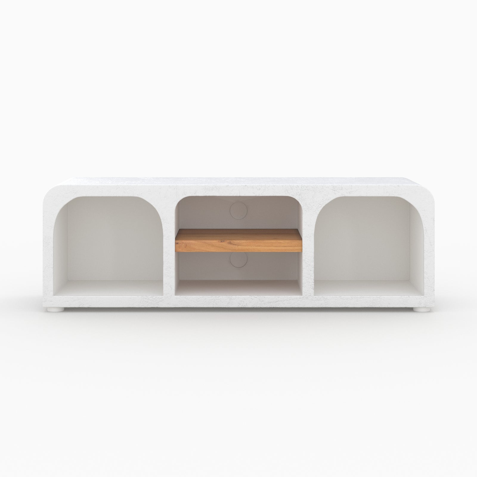 meuble tv 140 cm fira bois d acacia et beton blanc