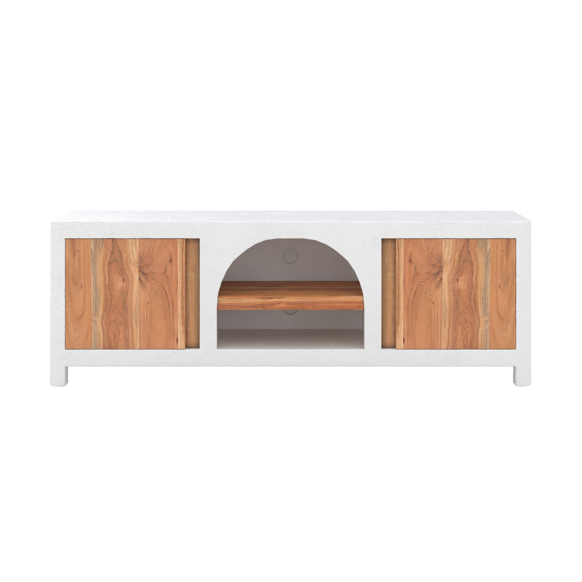 meuble tv 145 cm fira bois d acacia beton blanc