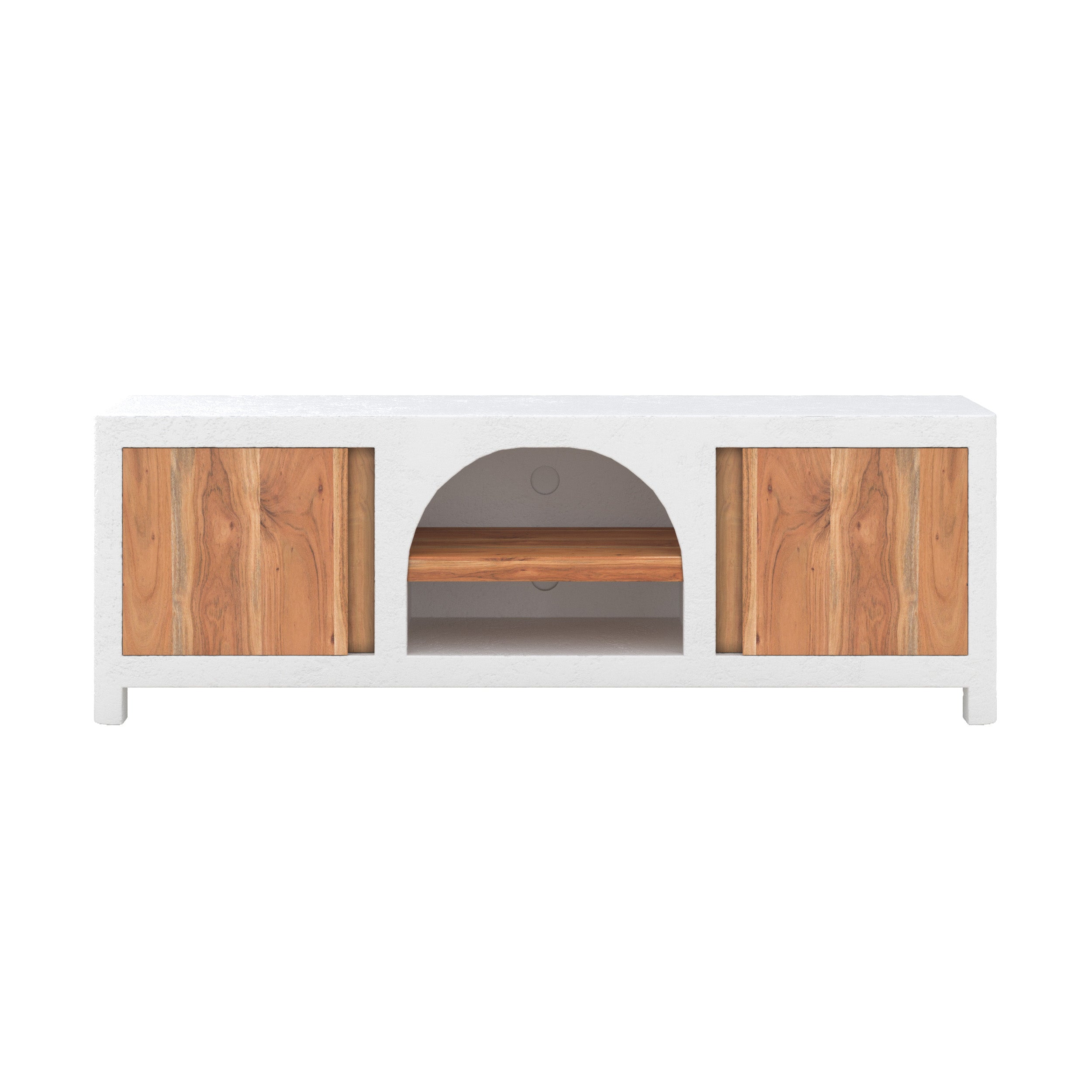 meuble tv 145 cm fira bois d acacia beton blanc